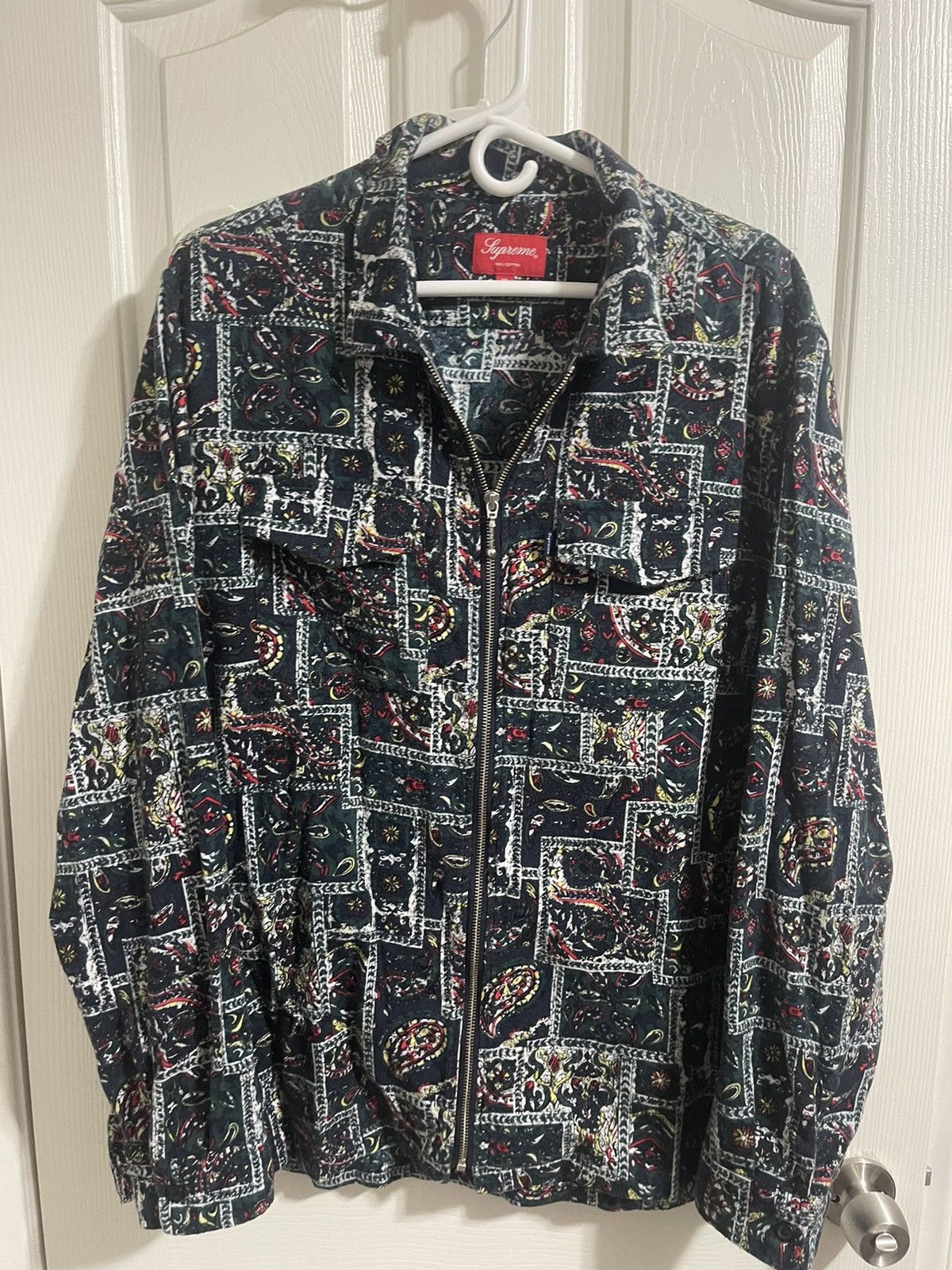 image of Supreme Paisley Full Zip Size XL in Black, Men's