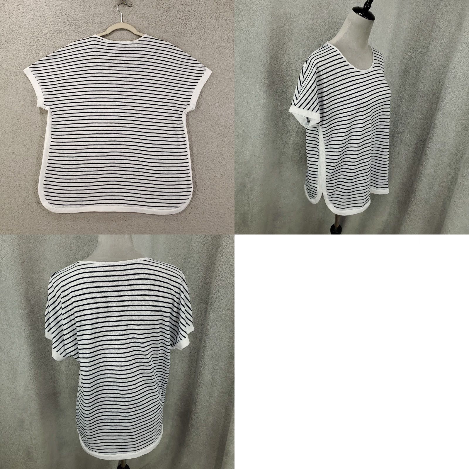Vintage Chicos Top XL Womens White Black Striped Lightweight Knit Breathable Size XL / US 12-14 / IT 48-50 - 8 Thumbnail