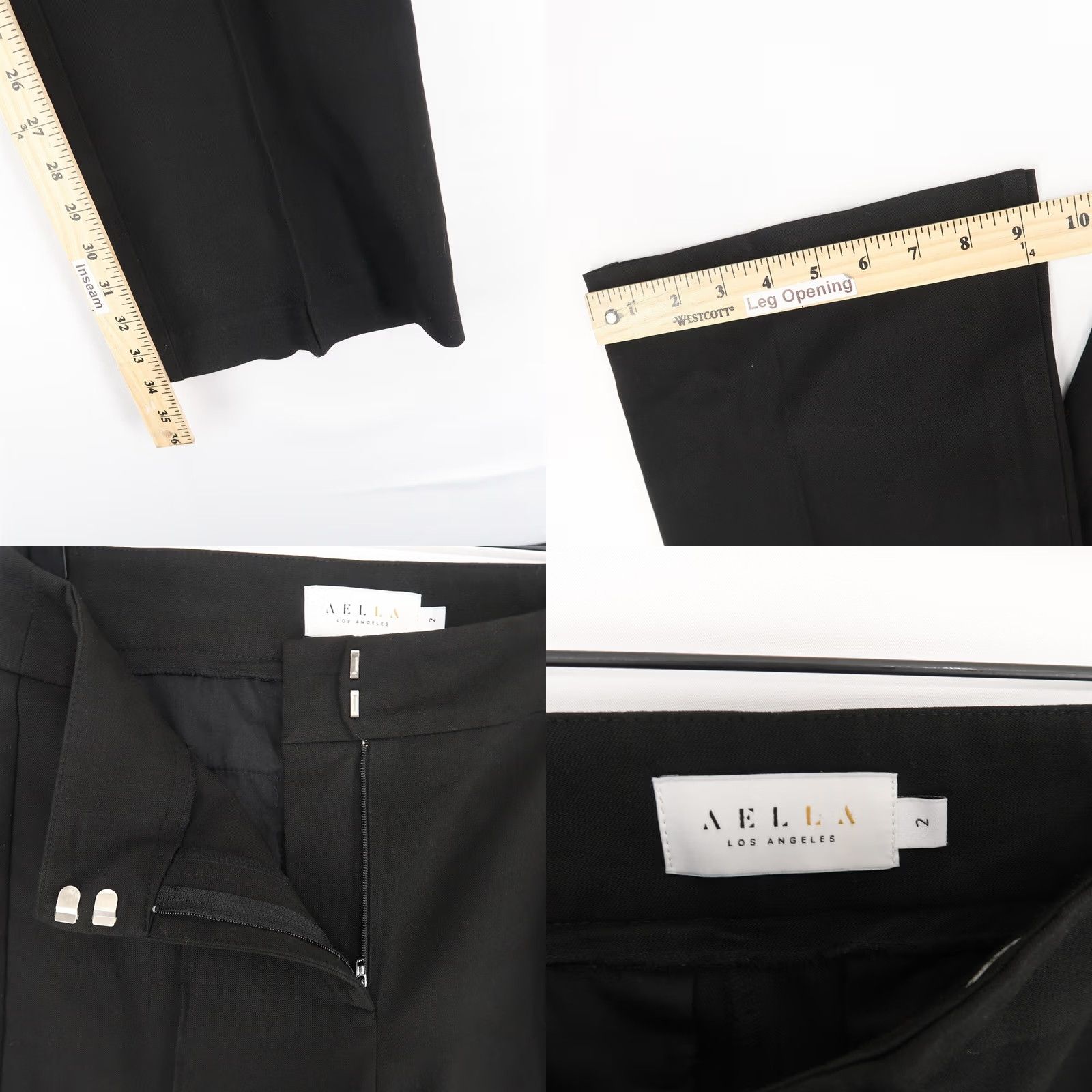 Vintage AELLA Pants Womens 2 Black Flare Stretch Polyester Spandex Viscose Dress Pants Size 26" / US 2 / IT 38 - 8 Thumbnail