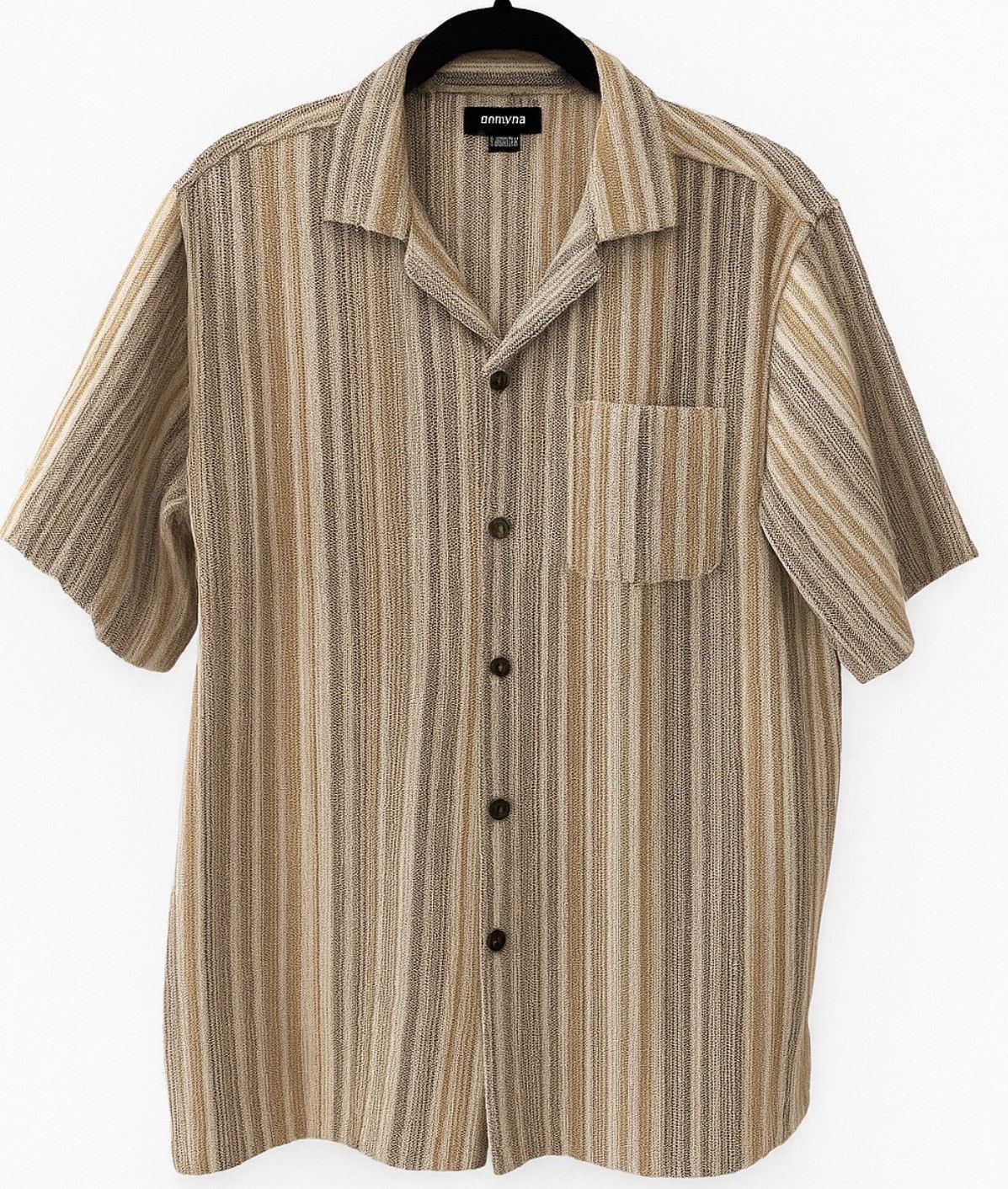Cotton On Cotton On | Textured Stripe Button-Up Shirt (Beige/Brown) Size US S / EU 44-46 / 1 - 1 Preview