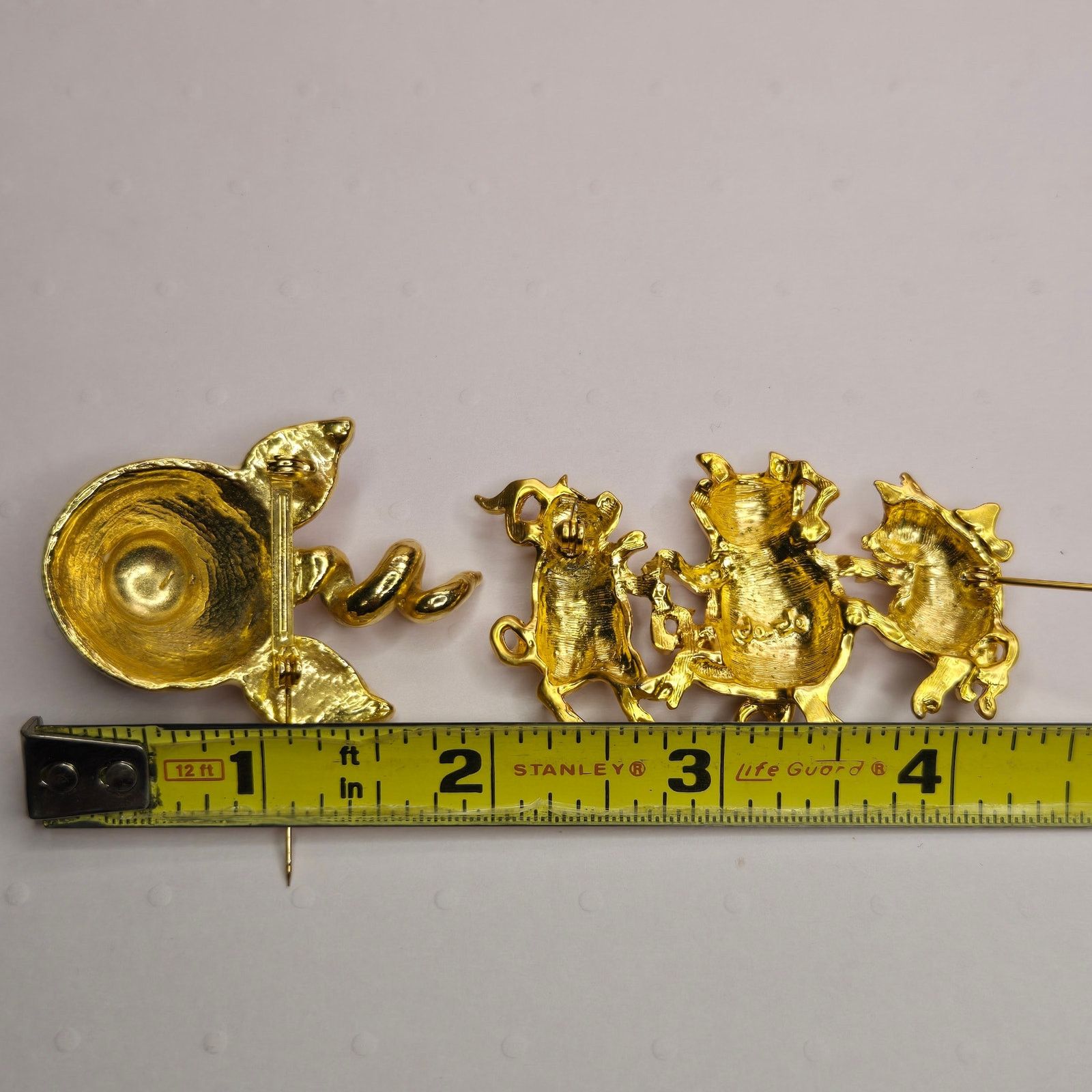 Vintage Vintage JJ Jonette & Unmarked Gold Tone Pig Brooch Whimsical Size ONE SIZE - 6 Thumbnail