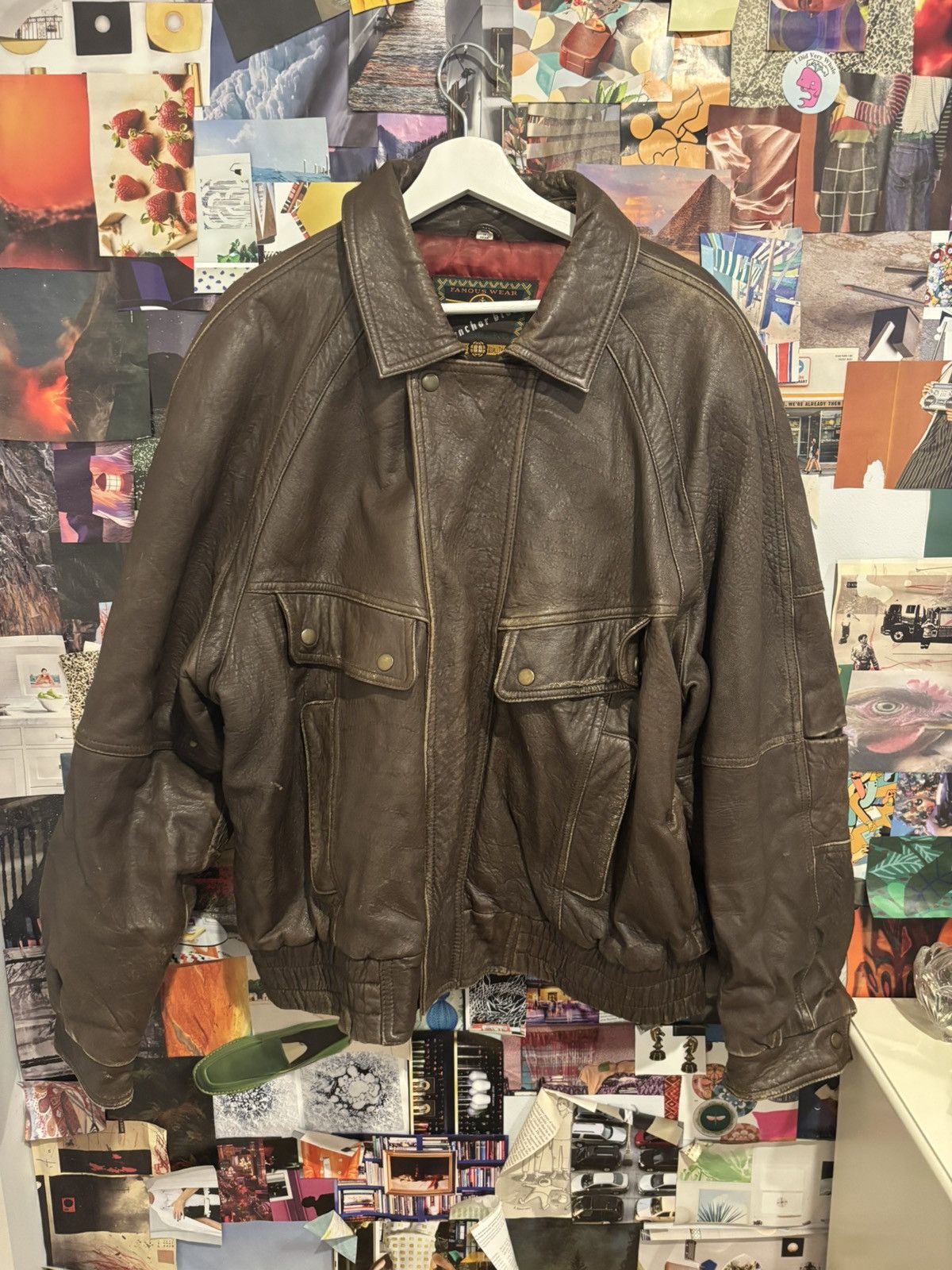 Anchor Blue Vintage 80s Anchor Blue Bomber Leather Jacket XL Size US XL / EU 56 / 4 - 1 Thumbnail
