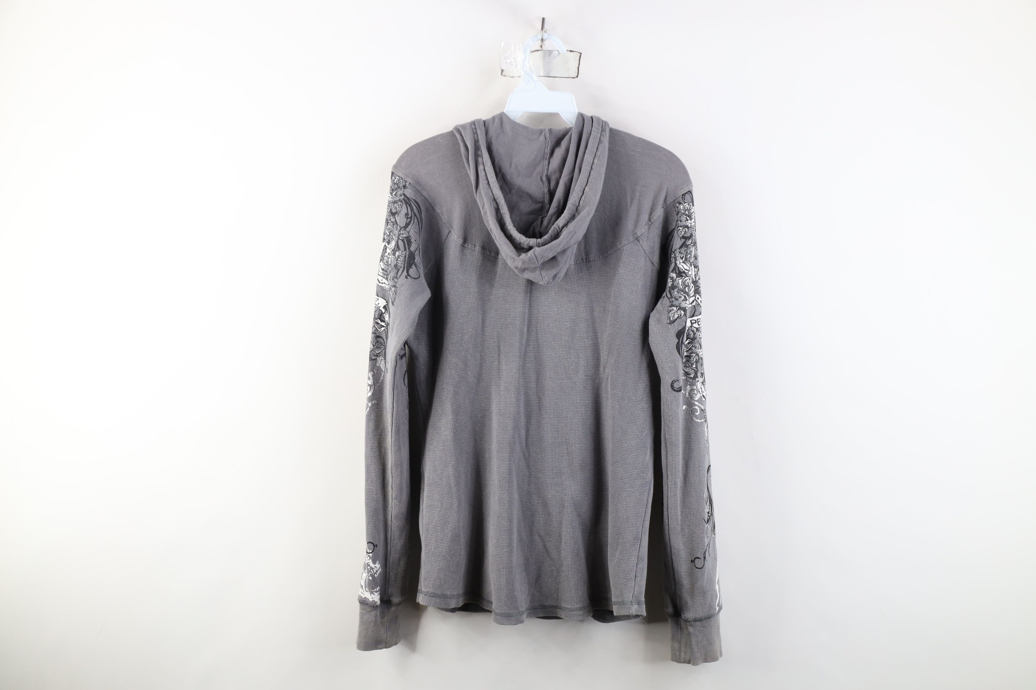 Harley Davidson Vintage Y2K Harley Davidson Flower Thermal Knit Hoodie Gray Size M / US 6-8 / IT 42-44 - 14 Thumbnail