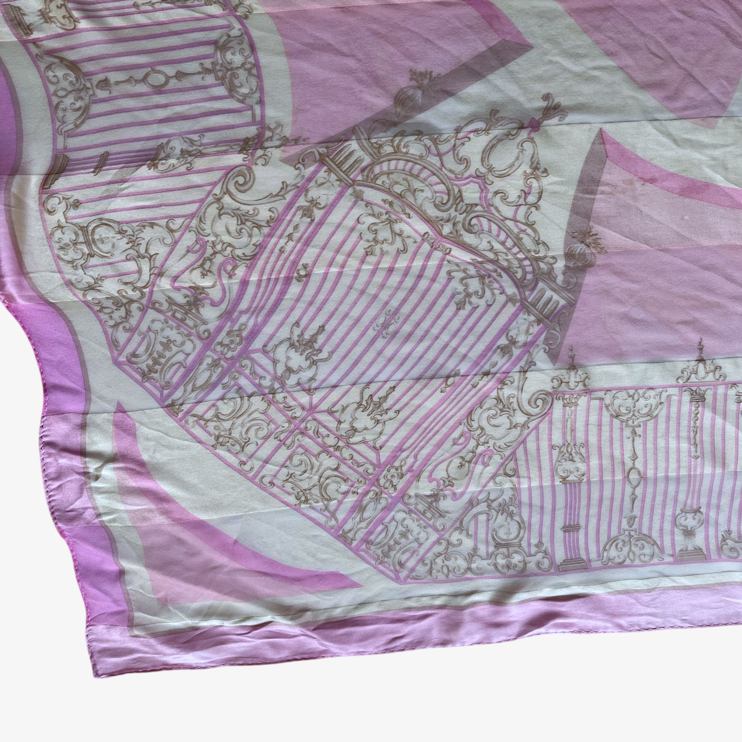 Balmain Vintage 80s Pierre Balmain Baroque Gate Print Silk Scarf Size ONE SIZE - 5 Thumbnail