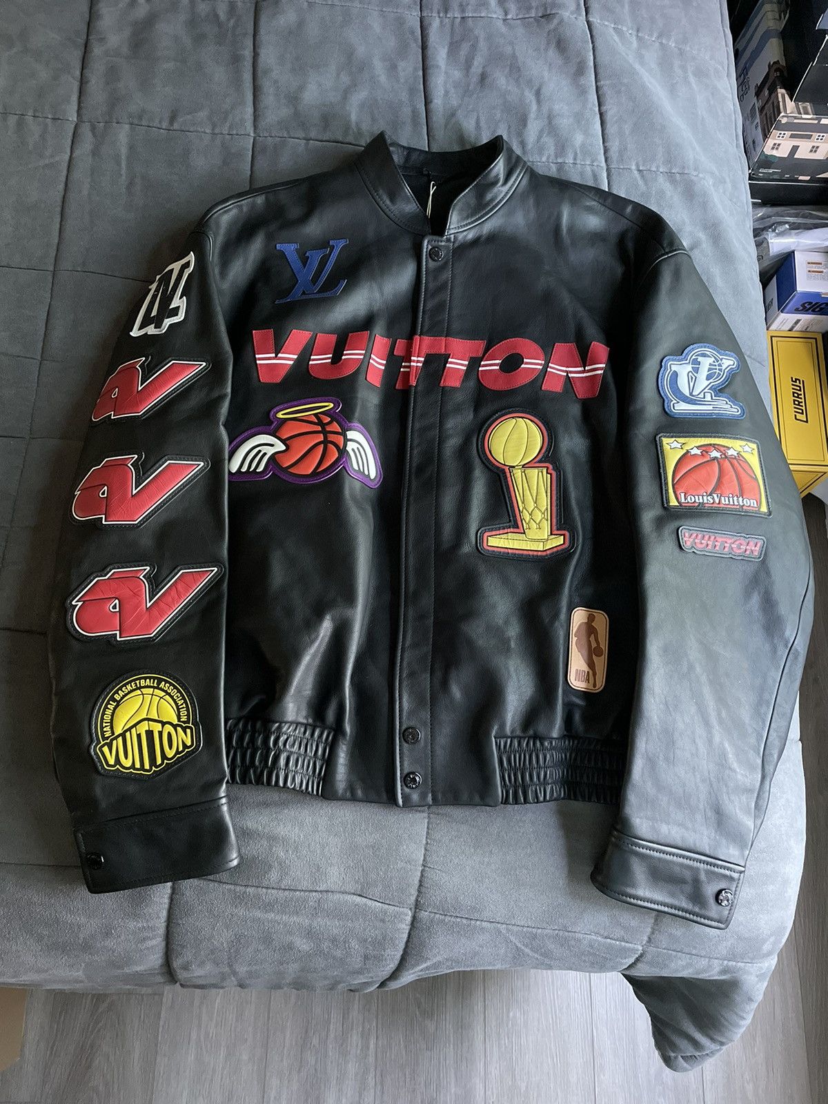 Louis Vuitton NBA Logo Leather Jacket