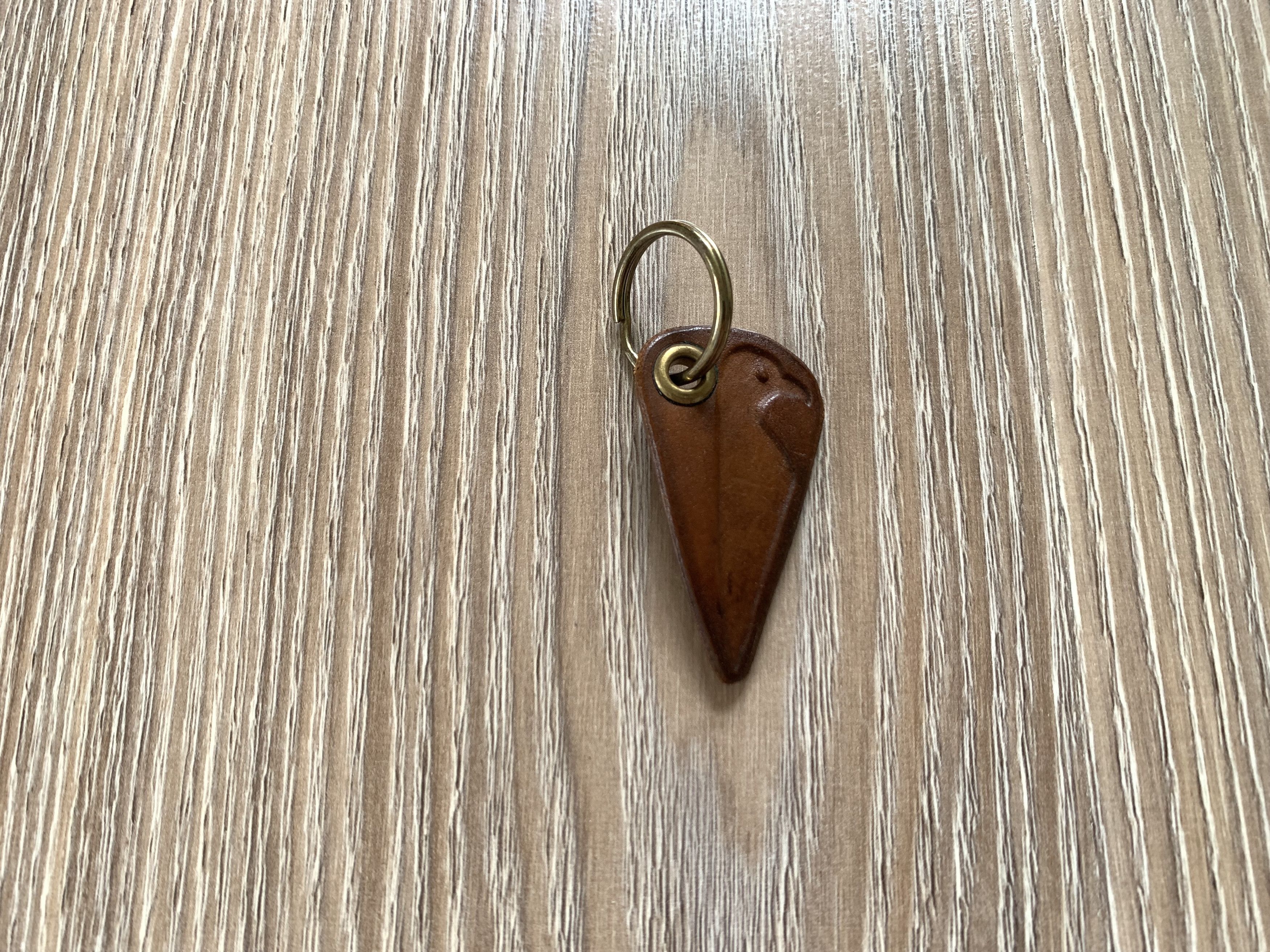 Handmade Leather Keychain With Viking Raven Embossing Size ONE SIZE - 1 Thumbnail