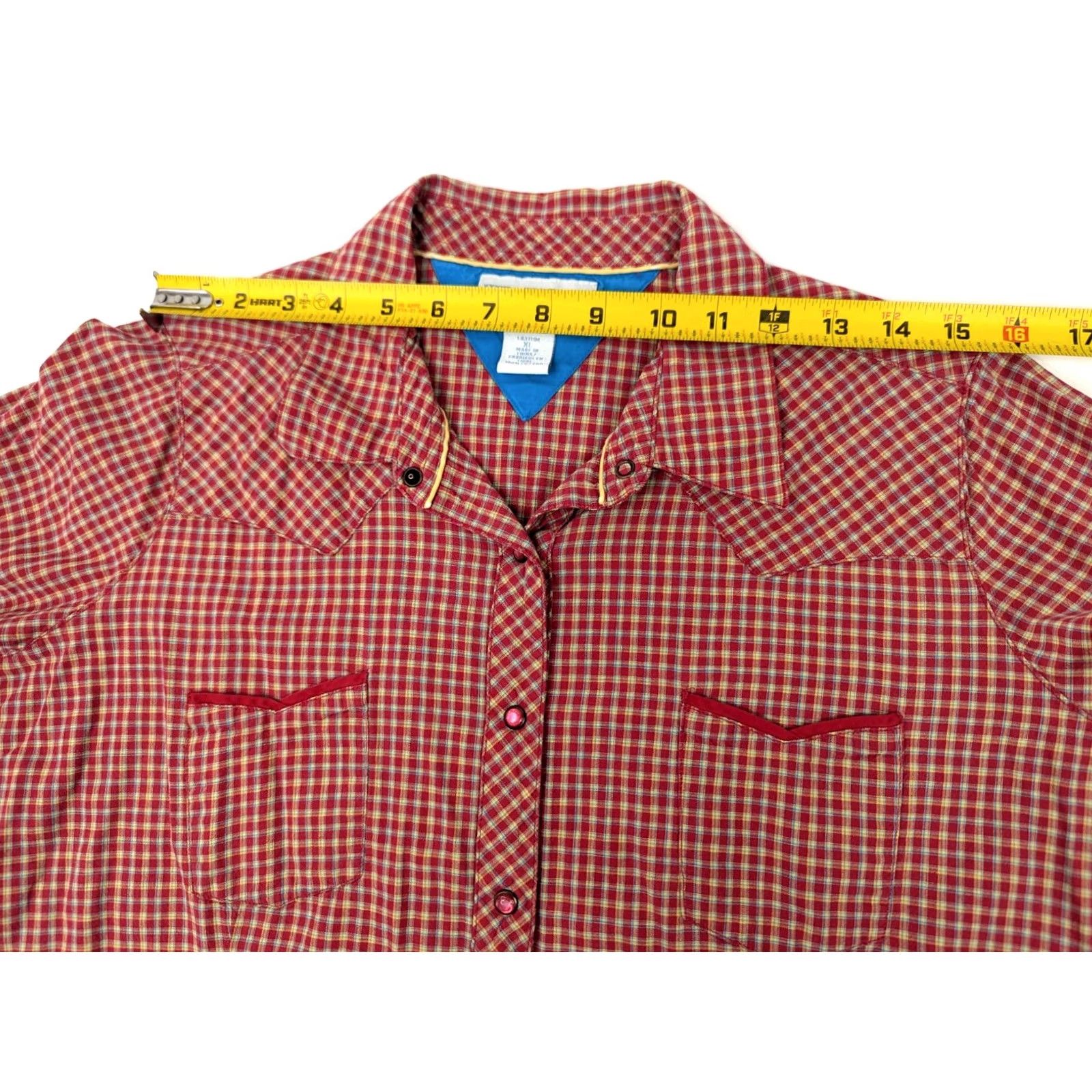 Wrangler Vtg Wrangler Blues Western Brushpopper Pearl Snap Shirt Men XL Red Plaid Cotton Size US XL / EU 56 / 4 - 7 Thumbnail
