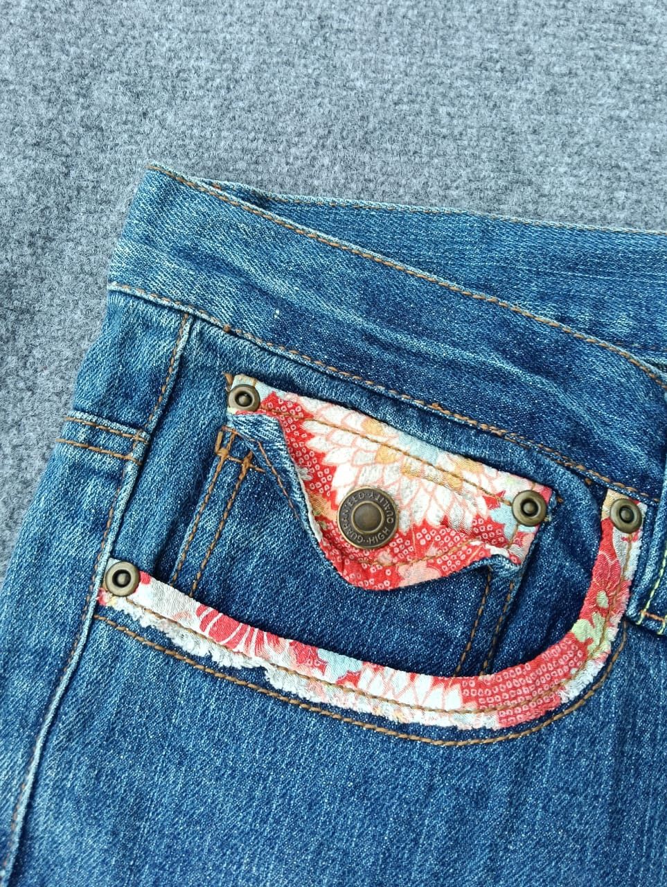 Karakuri Tamashii Japanese Brand Dragon & Great Wave Embroidered Denim Jeans. Size US 36 / EU 52 - 7 Thumbnail