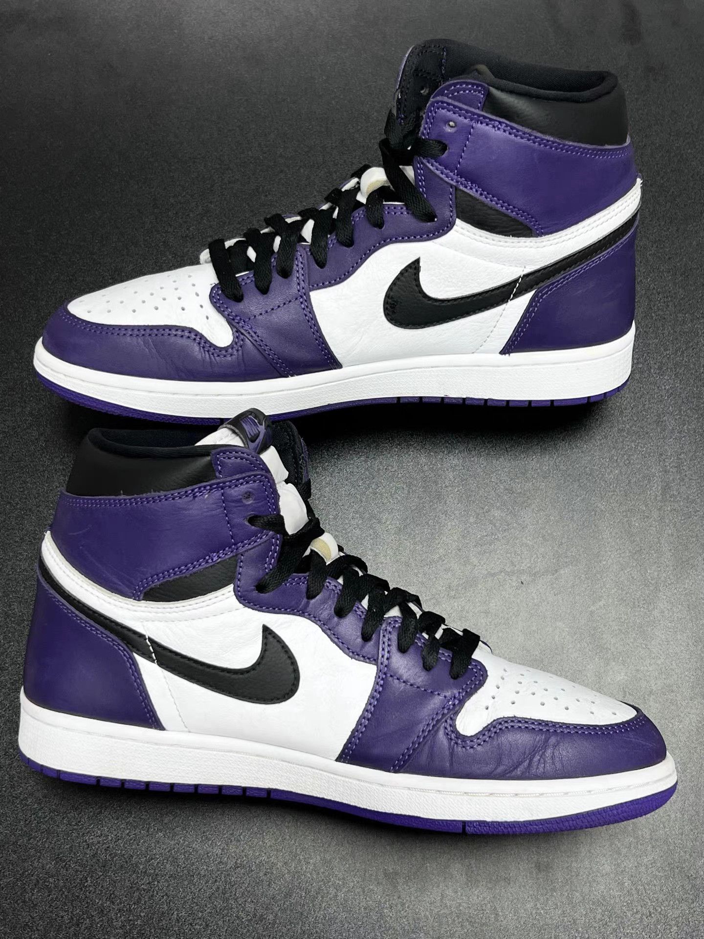 Jordan Brand Air Jordan 1 High White Purple Toe Basketball Shoes K15 Size US 11.5 / EU 44-45 - 5 Thumbnail