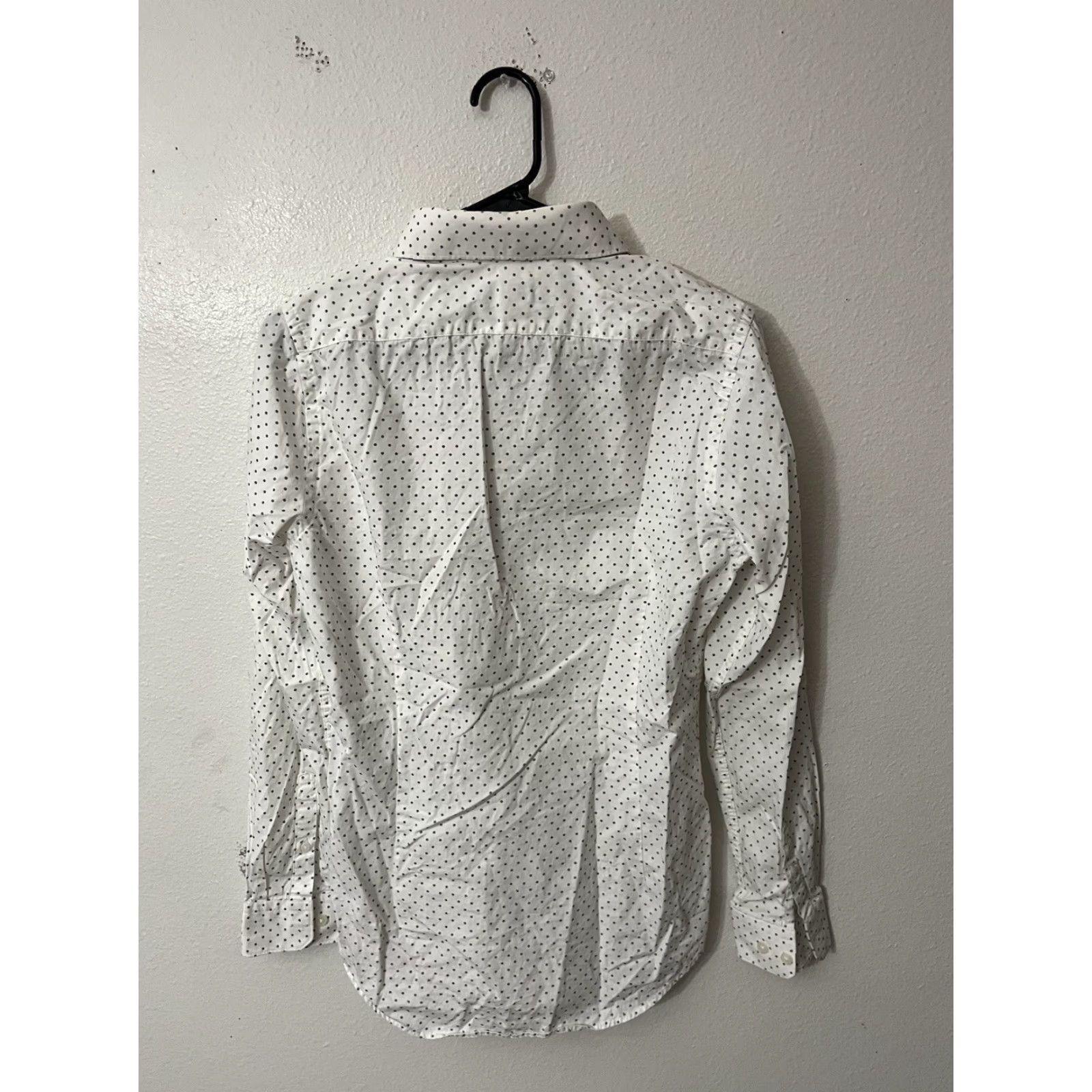 Express Express Extra Slim Fit Dress Shirt White Gray Polka Dot Men Small Size 36R - 3 Thumbnail