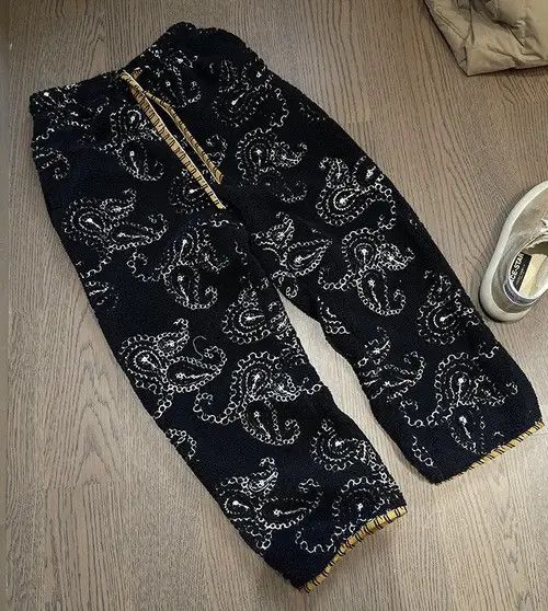 VIBE Avant garde retro paisley fleece pants with tiger embroidery Size US 36 / EU 52 - 8 Thumbnail