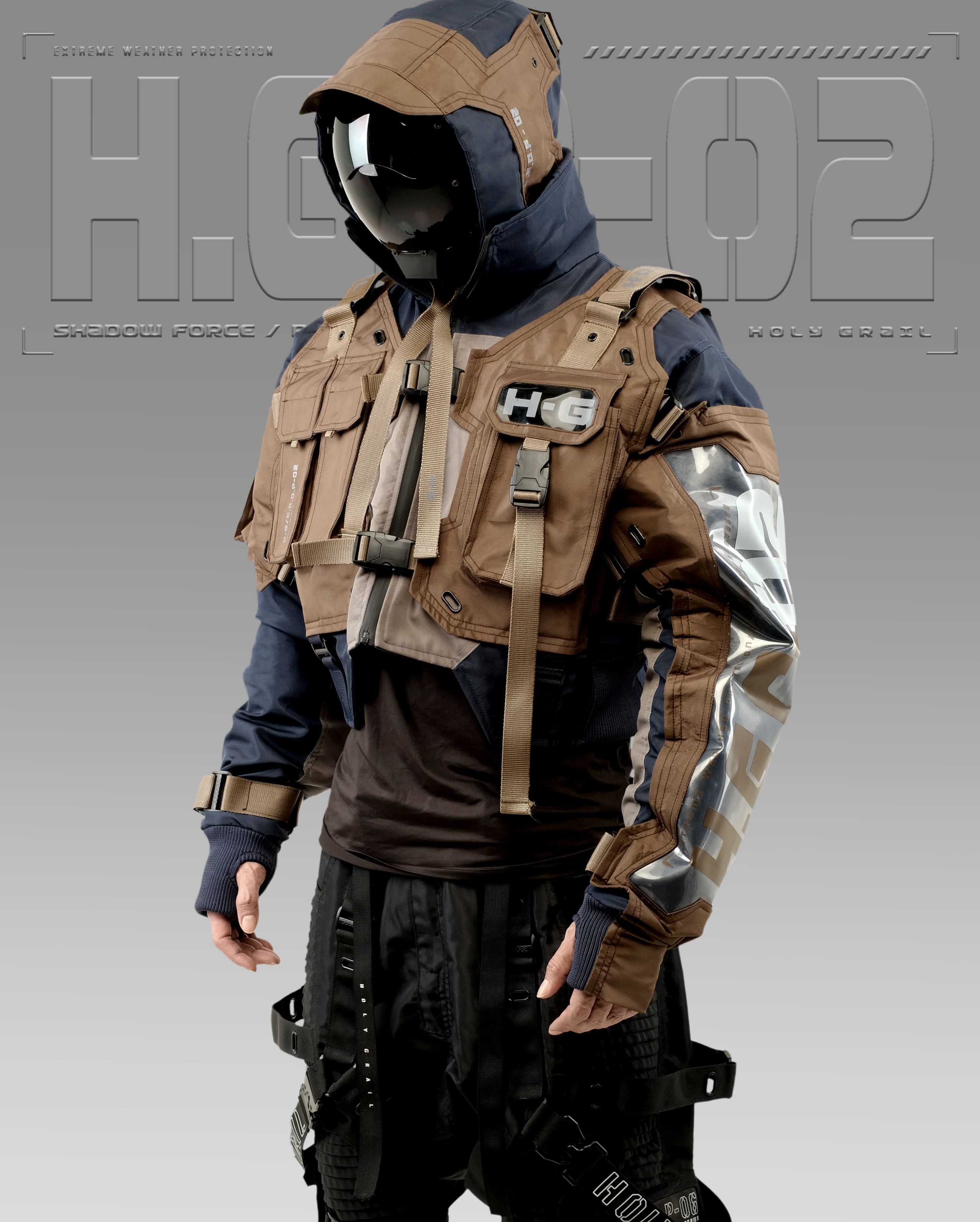 Hi Tec H-G JACKET CROP "SHADOW FORCE" TECHWEAR CYBERPUNK HOLYGRAIL Size US L / EU 52-54 / 3 - 8 Thumbnail