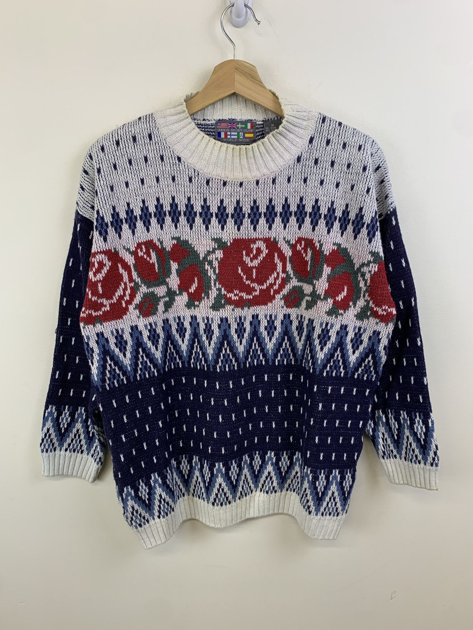 Other Vintage Rose Bush Paris Sport Club Knit Swaeter Size M Size US M / EU 48-50 / 2 - 1 Thumbnail