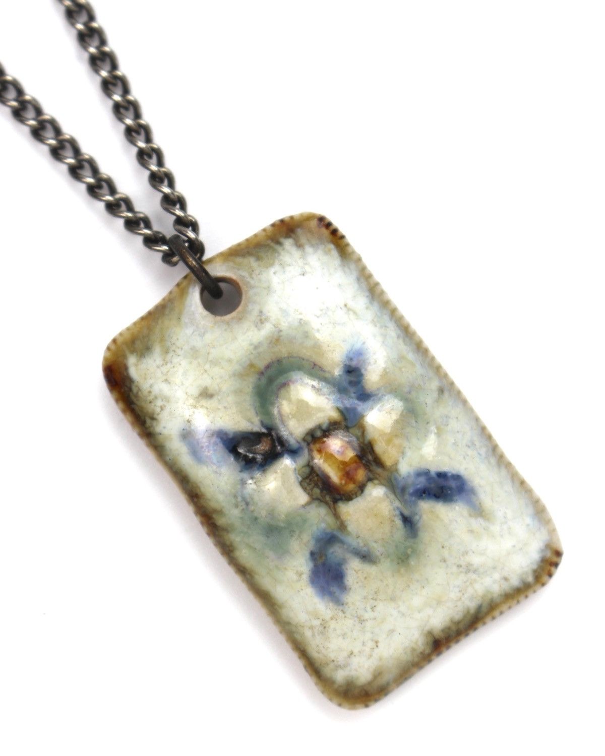 Vintage 1980S JAPANESE MADE WABI-SABI FLOWER TILE NECKLACE Size ONE SIZE - 3 Thumbnail