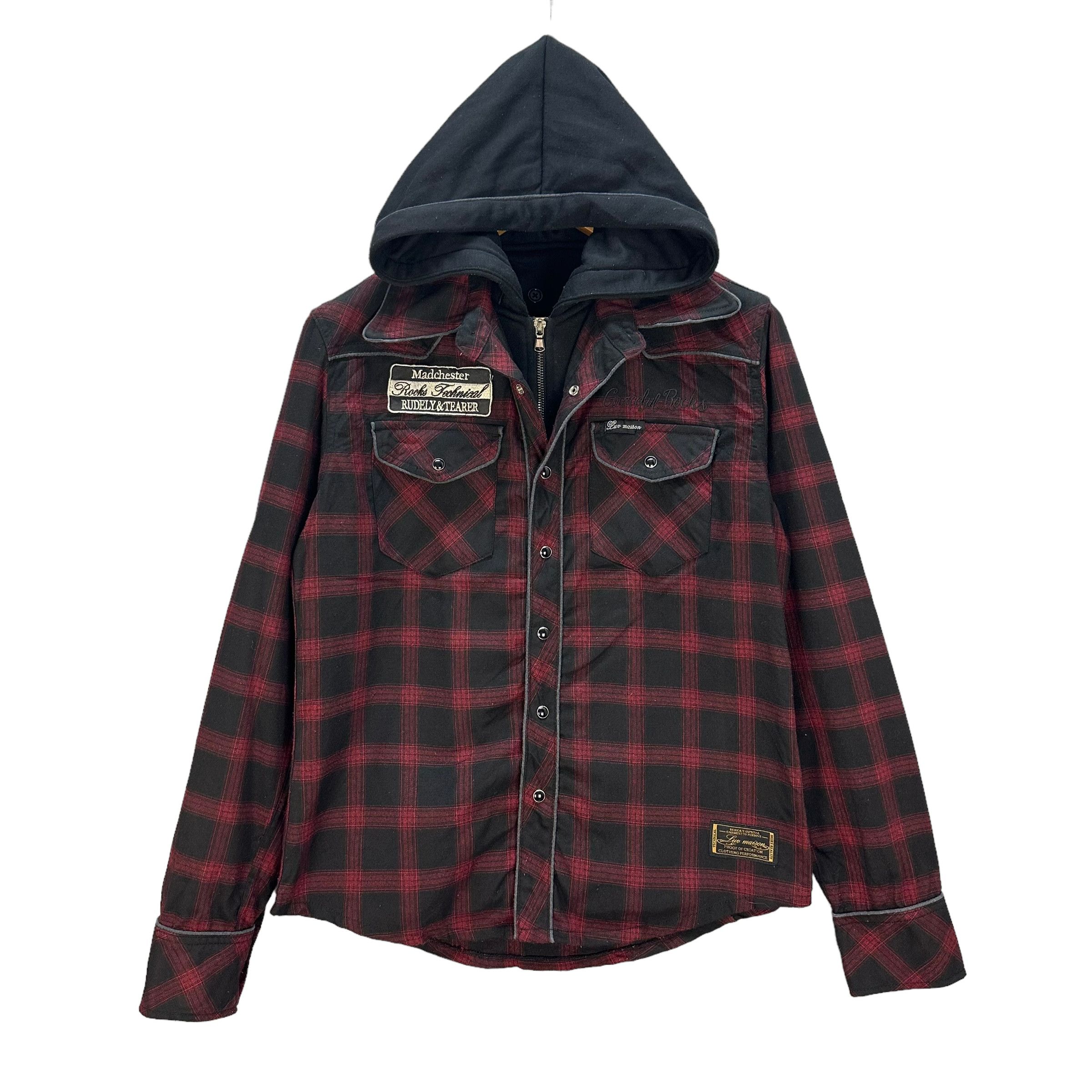 image of Designer Luv Maison Checked Double Layer Hoodie Jacket 8911-038, Men's (Size Medium)