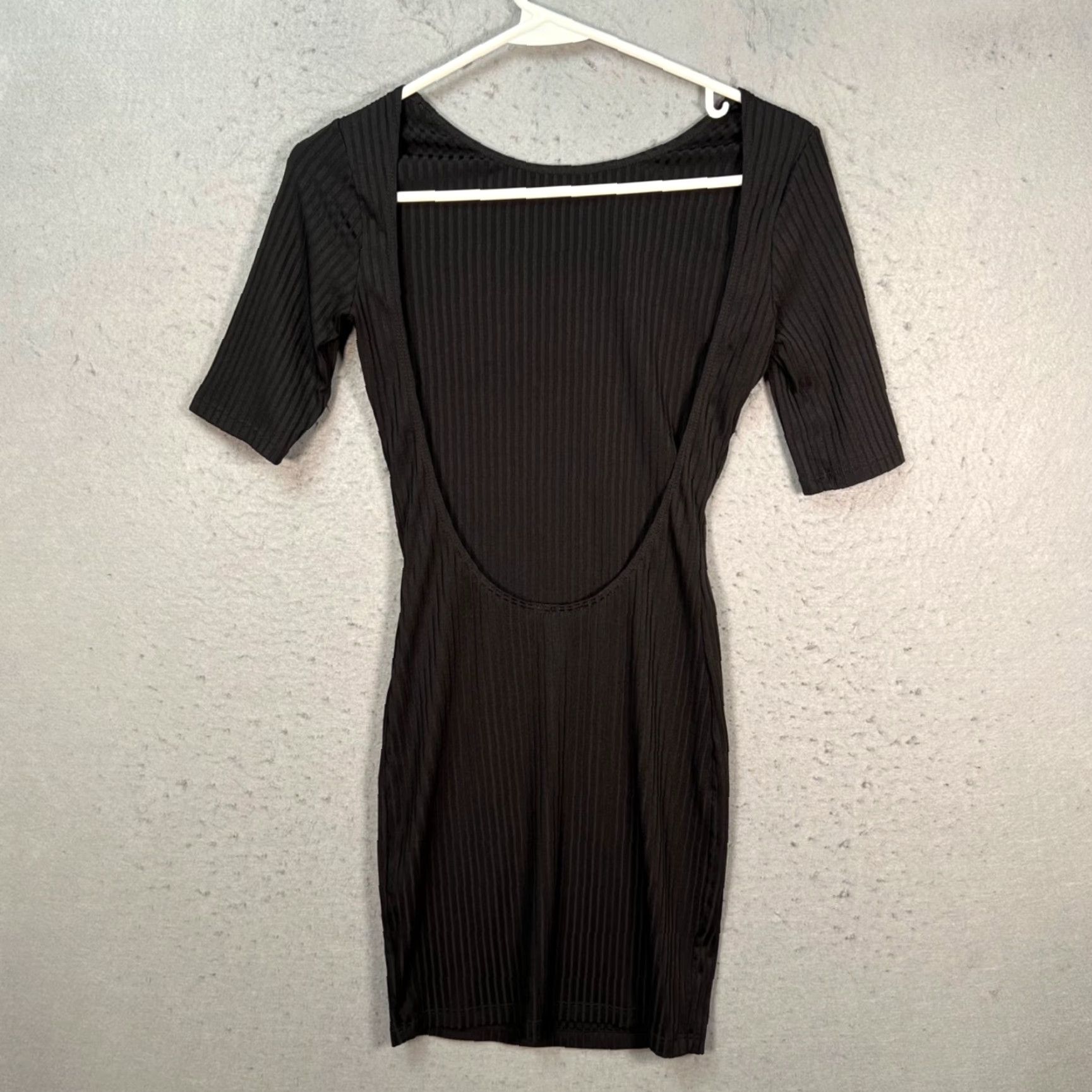 American Apparel American Apparel Womens Size Small Black Ribbed Open-Back Stretch Dress Size S / US 4 / IT 40 - 2 Thumbnail