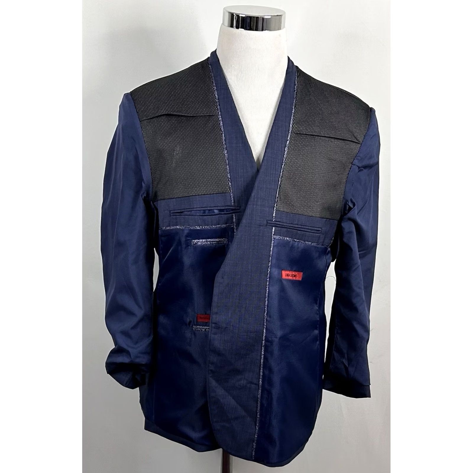 Vintage Linea Uomo 44S Performance Sport Coat Stretch Wool Blend Blue Two Button Vented Jacket Size US XS / EU 42 / 0 - 7 Thumbnail