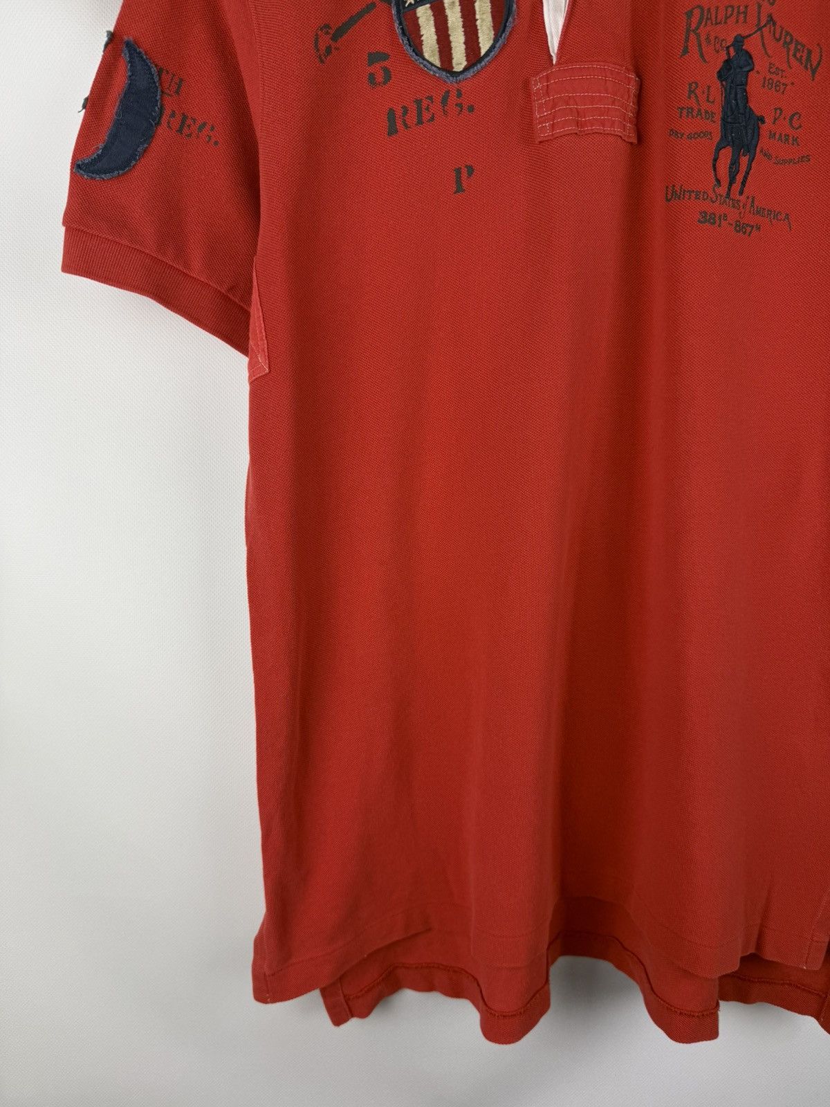Polo Ralph Lauren Polo By Ralph Lauren Vintage Men USA Flag Logo Polo T Shirt Size US L / EU 52-54 / 3 - 7 Thumbnail