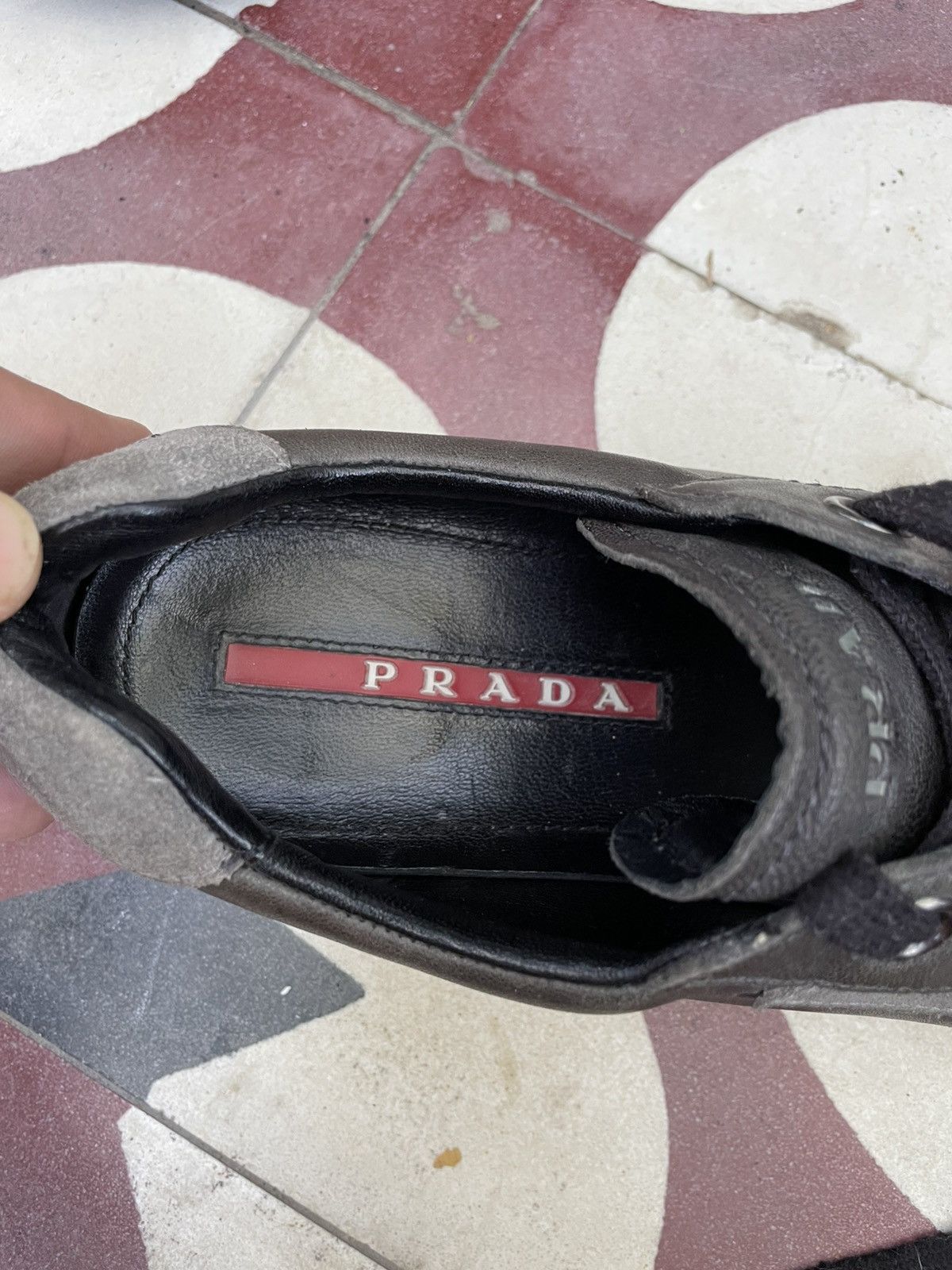 Prada Rare vintage Y2K Prada Linea Rossa khaki leather sneaker Size US 7 / EU 40 - 2 Thumbnail