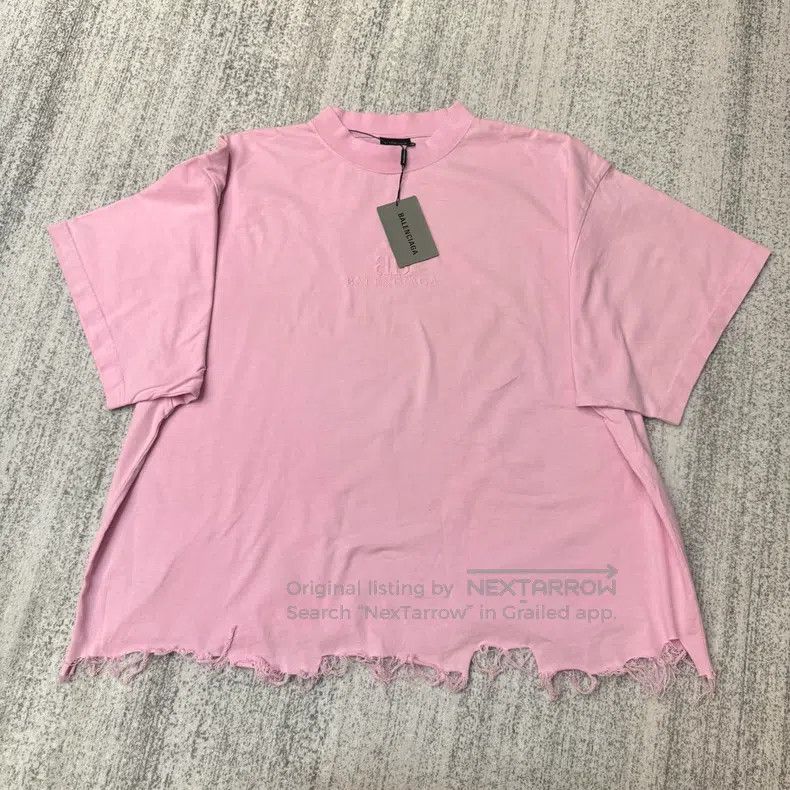 Balenciaga Balenciaga Double b pink short sleeve with big damage Size US XL / EU 56 / 4 - 1 Thumbnail