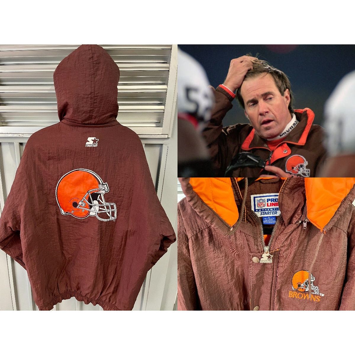 Starter Cleveland Browns 90s STARTER puffer Trench L brown NFL vtg | Grailed