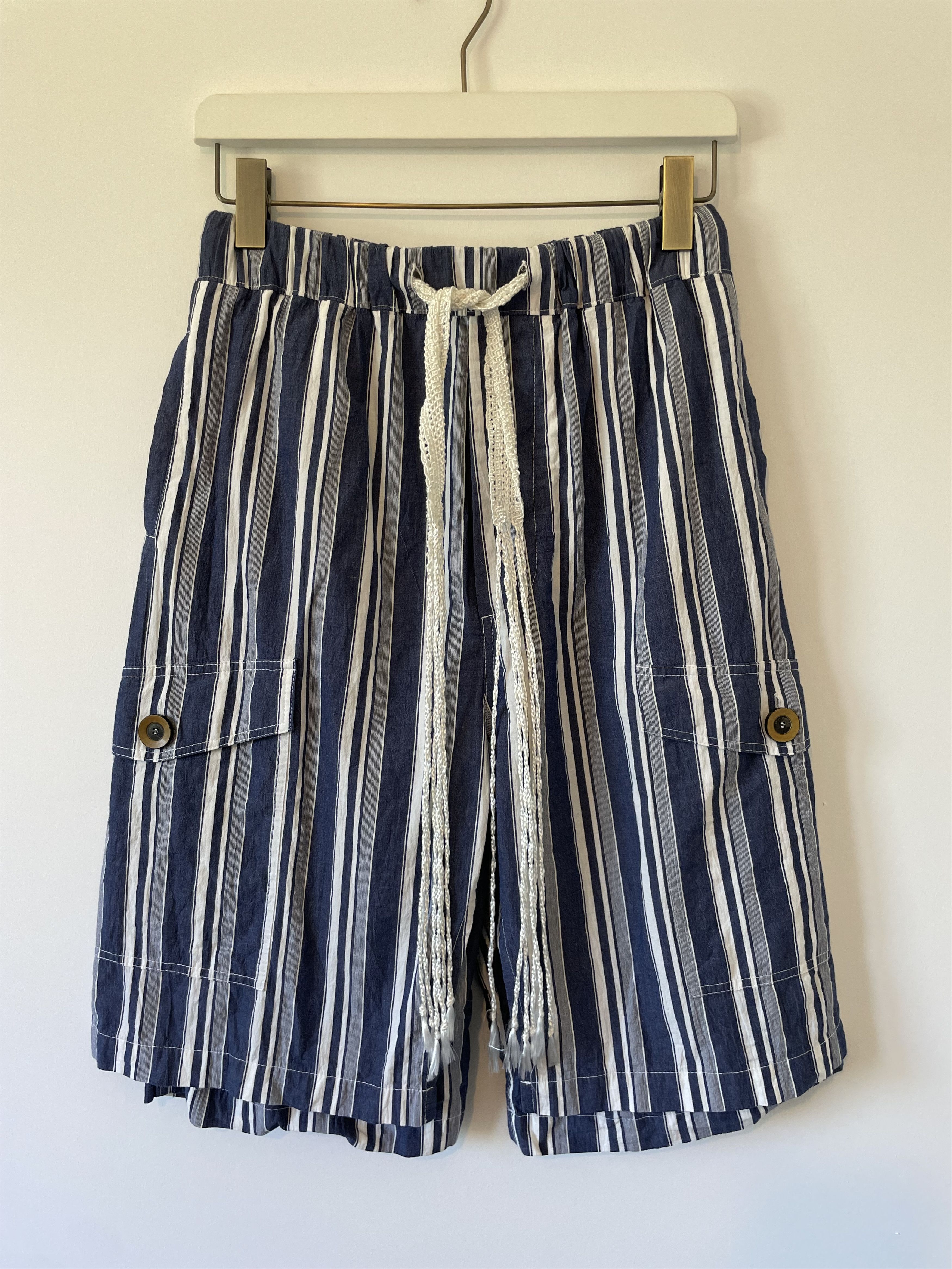 Wales Bonner SS23 Xalam Wide-Leg Striped Cotton Drawstring Shorts
