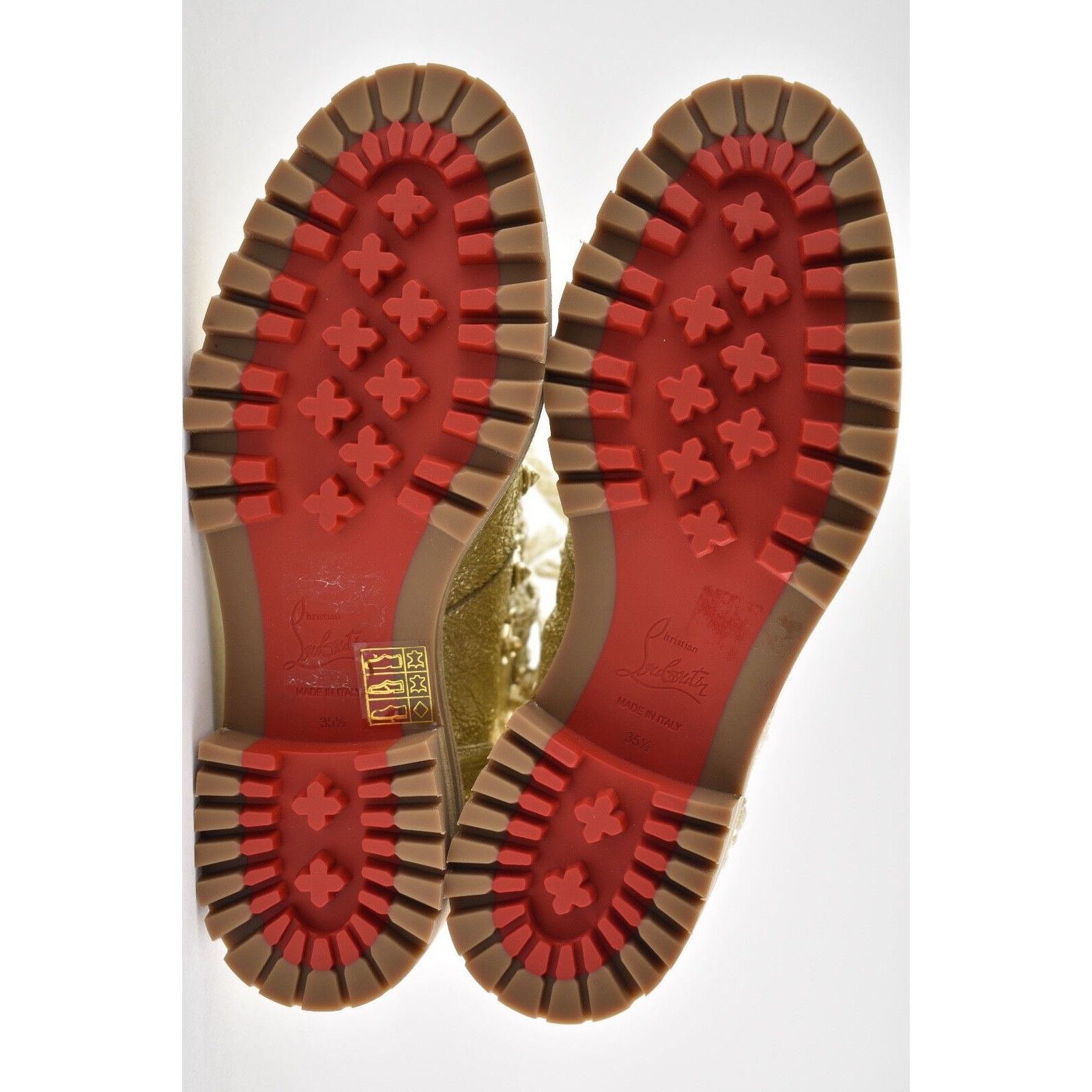 Christian Louboutin Christian Louboutin Mad Boot Platine Gold Flat Combat Lace Size US 5.5 / IT 35.5 - 12 Thumbnail