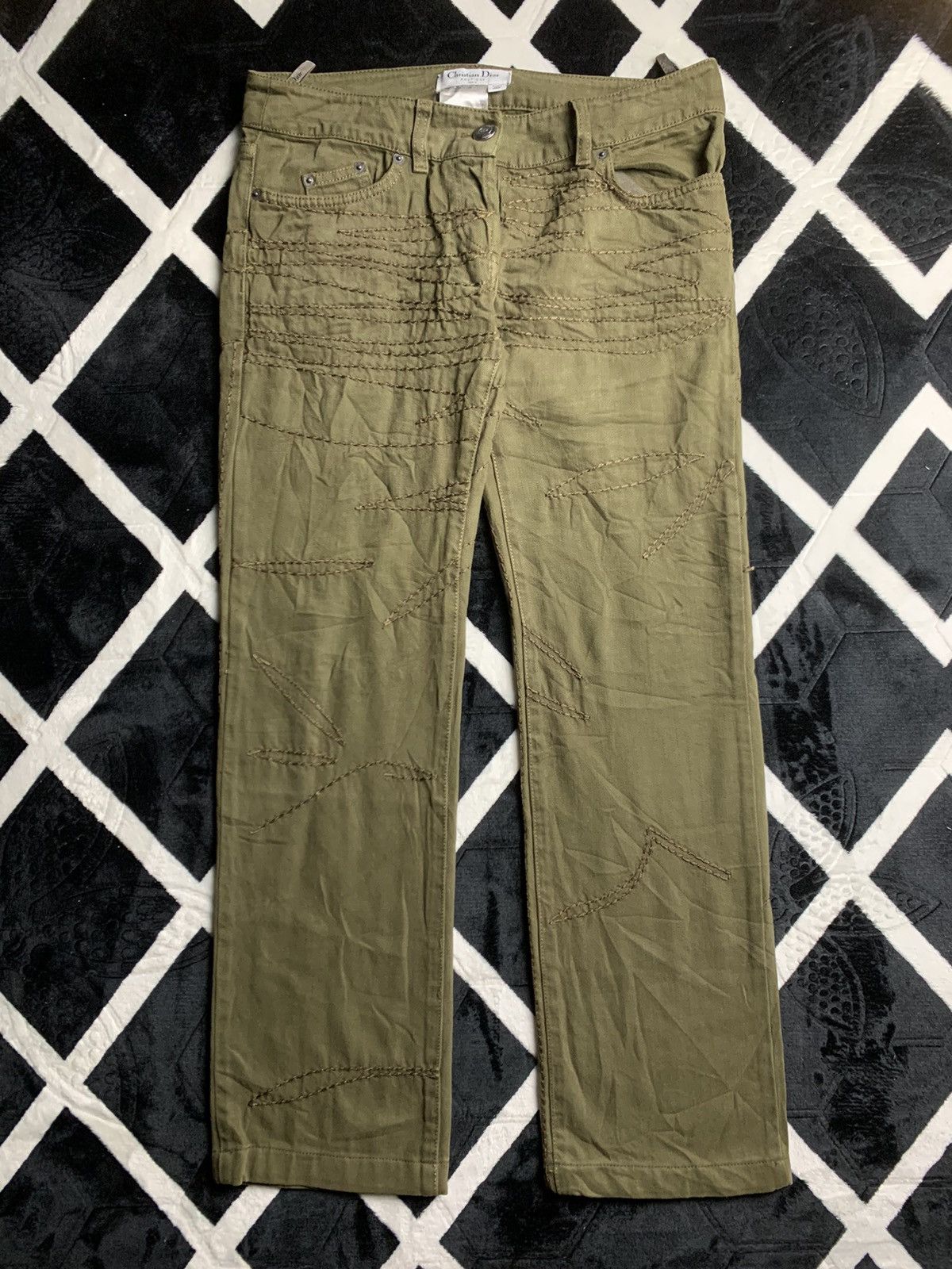 Image of Christian Dior Monsieur x Dior Christian Dior 3D Pattern Denim in Olive, Men's (Size 30)