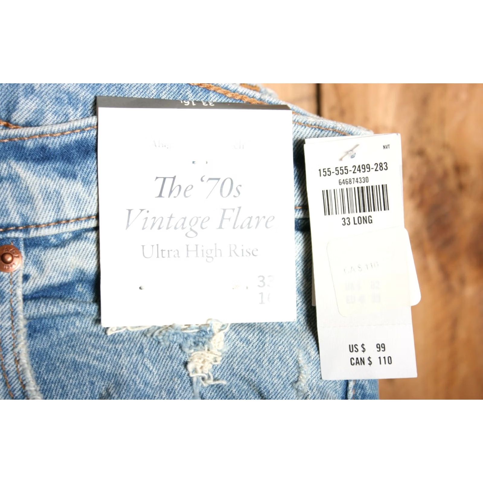 Abercrombie & Fitch Abercrombie & Fitch The 70's Vintage Flare Ultra High Rise Jeans Sz. 33 / 16L Denim Blue Distressed Womens Jeans Size 24" / US 00 / IT 34 - 6 Thumbnail