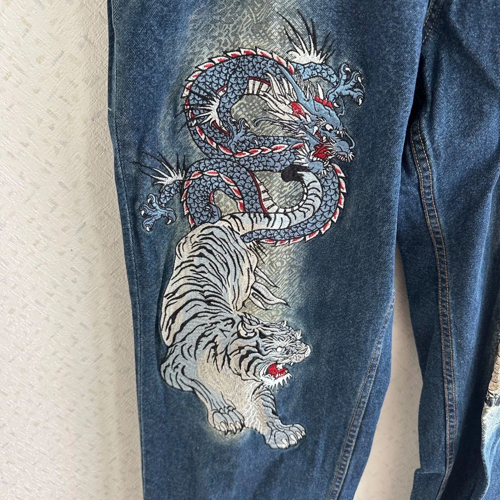 Other Bukkirabou Embroidered 4 Gods Denim Jeans Japanese Rare Size US 38 / EU 54 - 7 Thumbnail