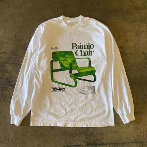 Japanese Brand × Vintage White casual retro recliner print washed long sleeve tee Size US L / EU 52-54 / 3 - 2 Thumbnail