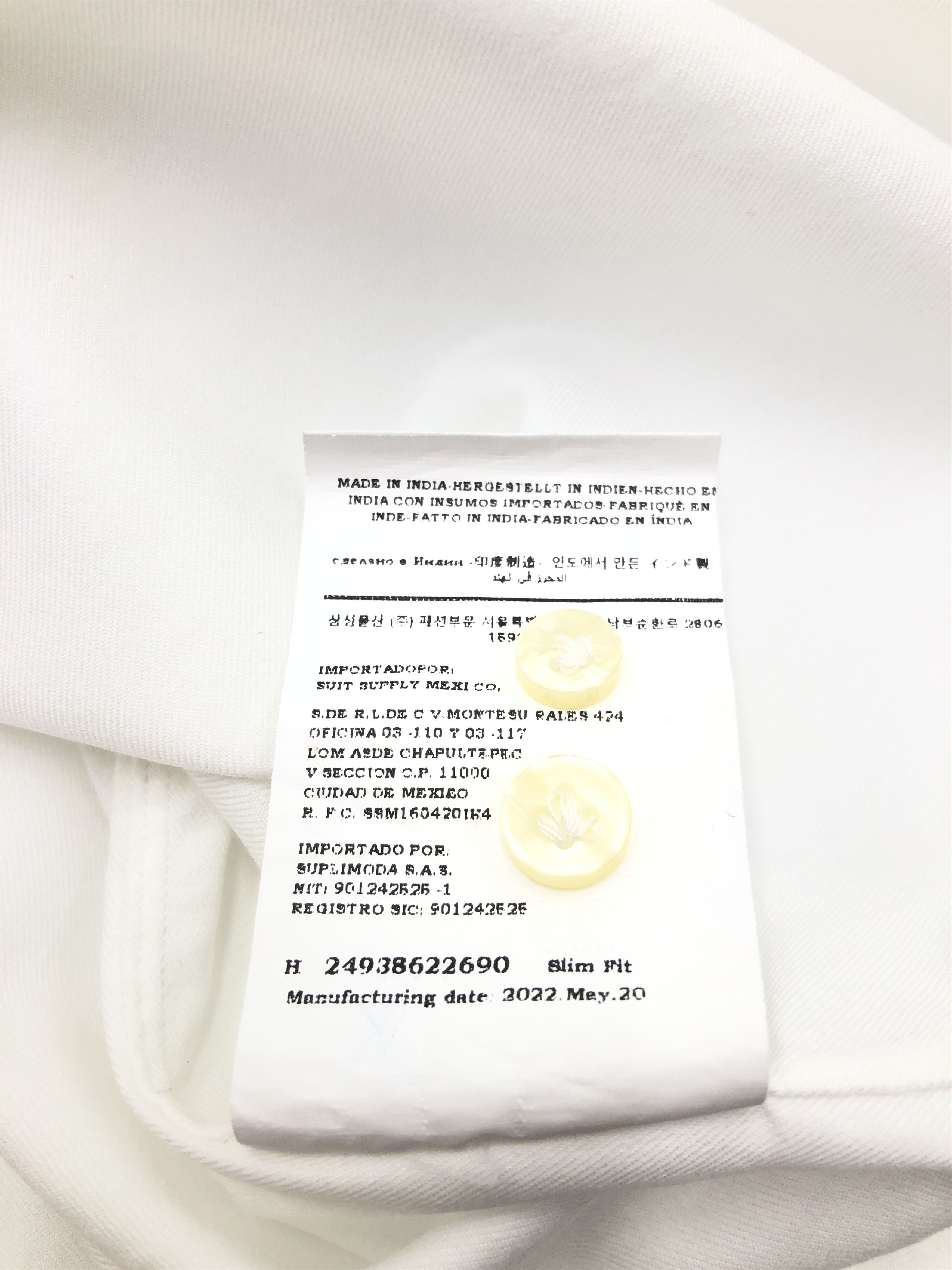 Cotton White Formal Solid Slim Fit Shirt Size L