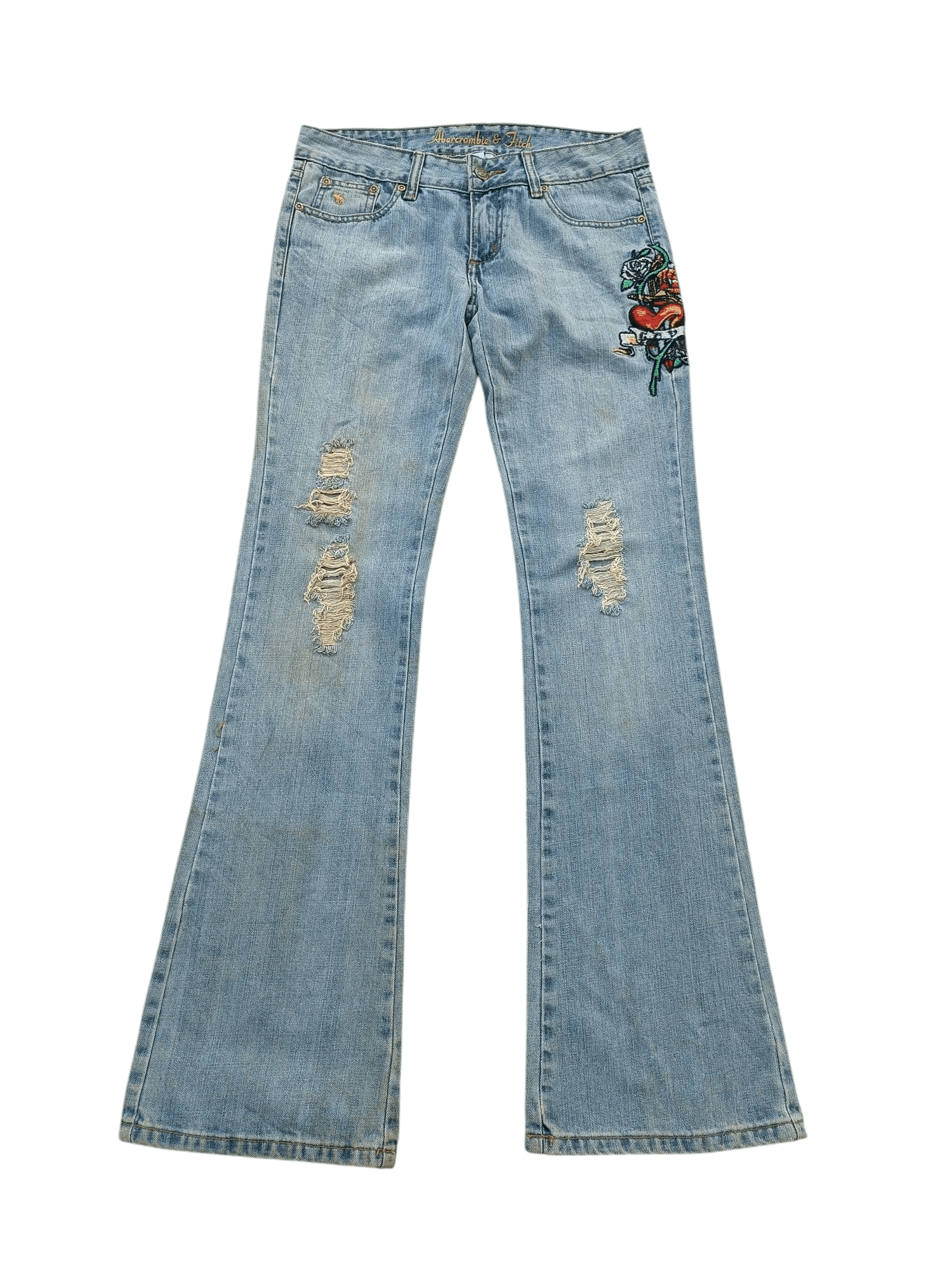 Abercrombie & Fitch FLARED Abercrombie & Fitch Distressed Embroidery Denim E218 Size US 30 / EU 46 - 4 Thumbnail