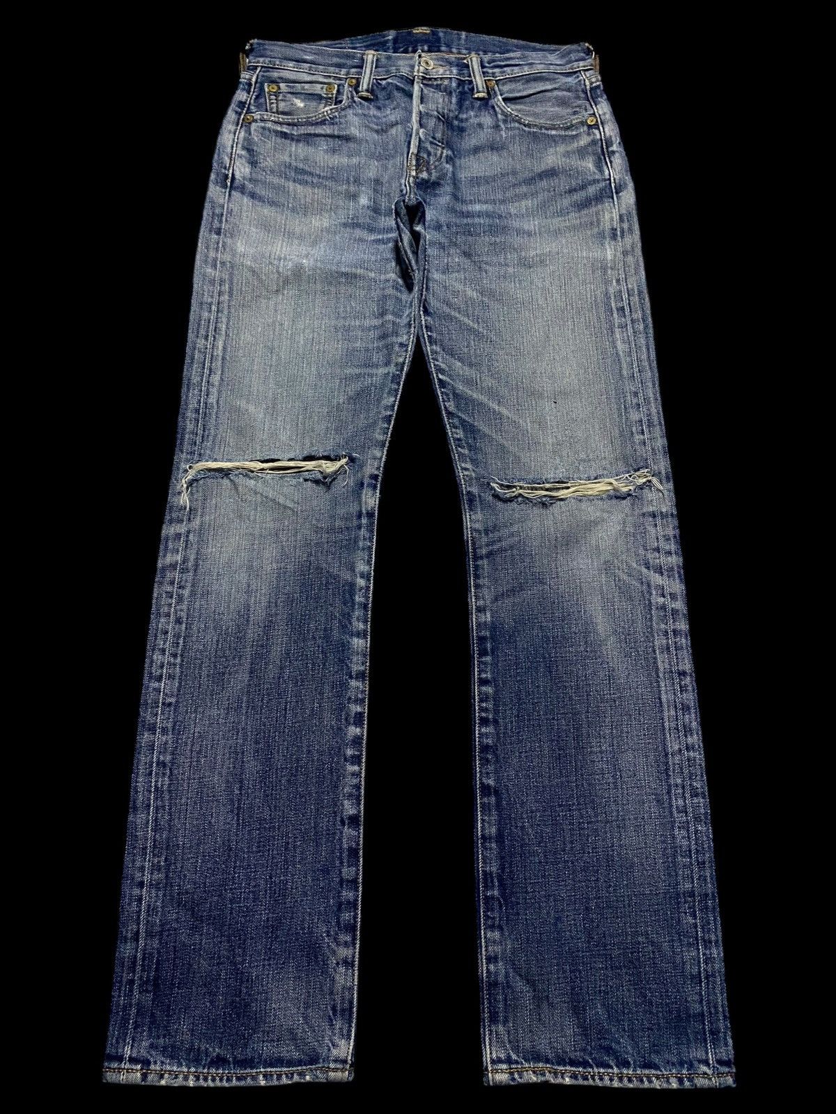 Levi's Levis 501 Blue Wash Distressed Slim Jeans Size US 31 - 1 Thumbnail