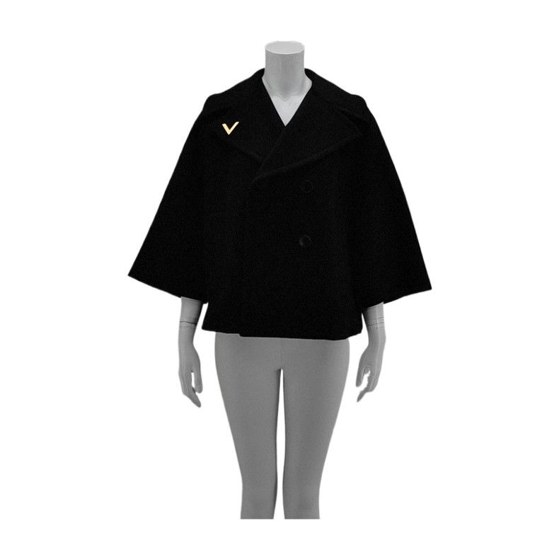 Valentino Valentino Blue Wool Cape Coat M Size S / US 4 / IT 40 - 1 Thumbnail