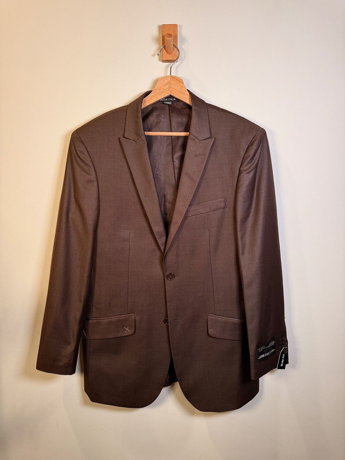 Carlo Palazzi Carlo Palazzi Italy Super Fine Yarn Slim Fit Blazer Brown Size 42R - 1 Thumbnail