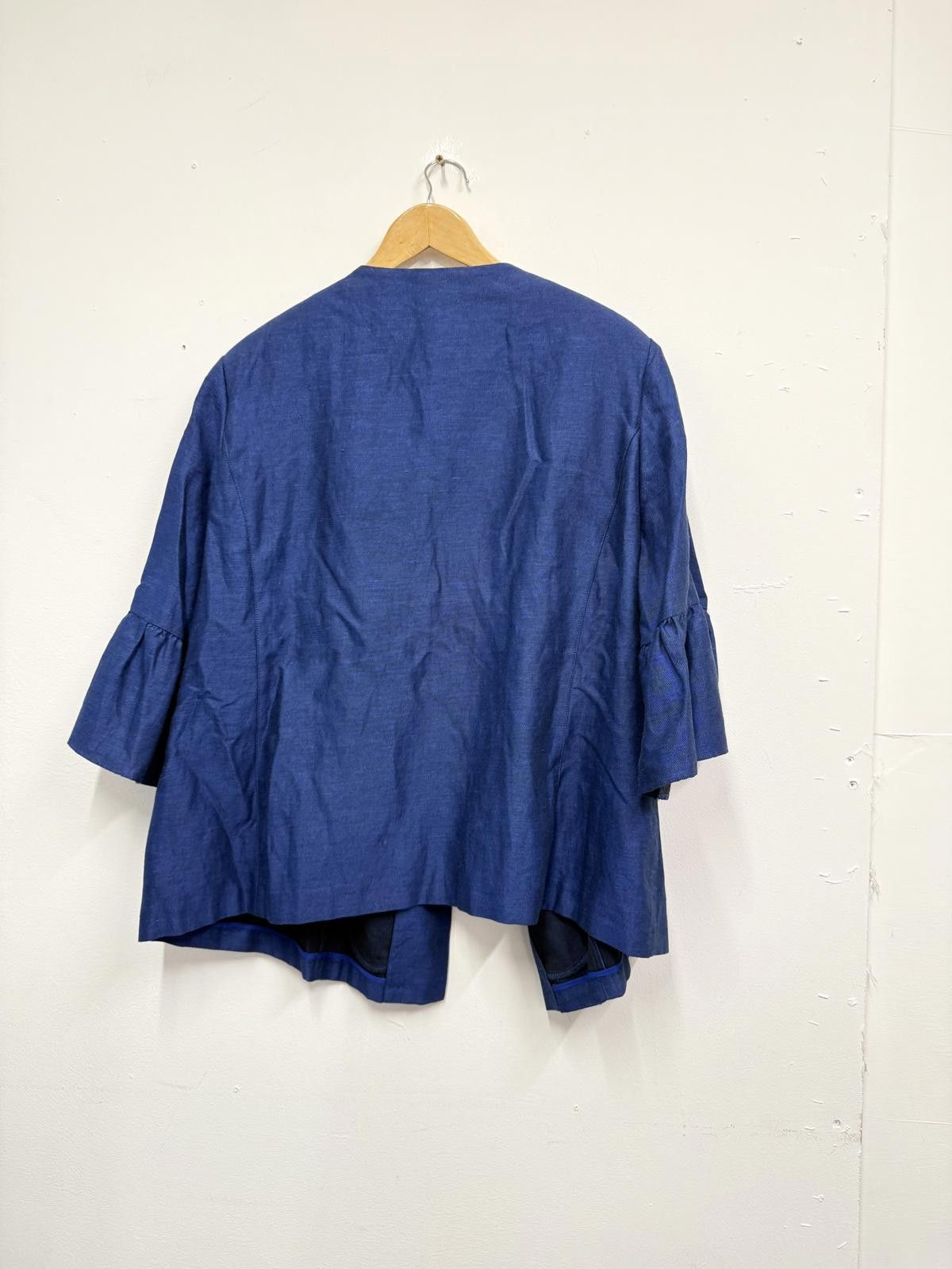 Other M&S Collection Blue Open Front Jacket with Ruffled Sleeves Size 3XL / US 20-22 - 4 Thumbnail