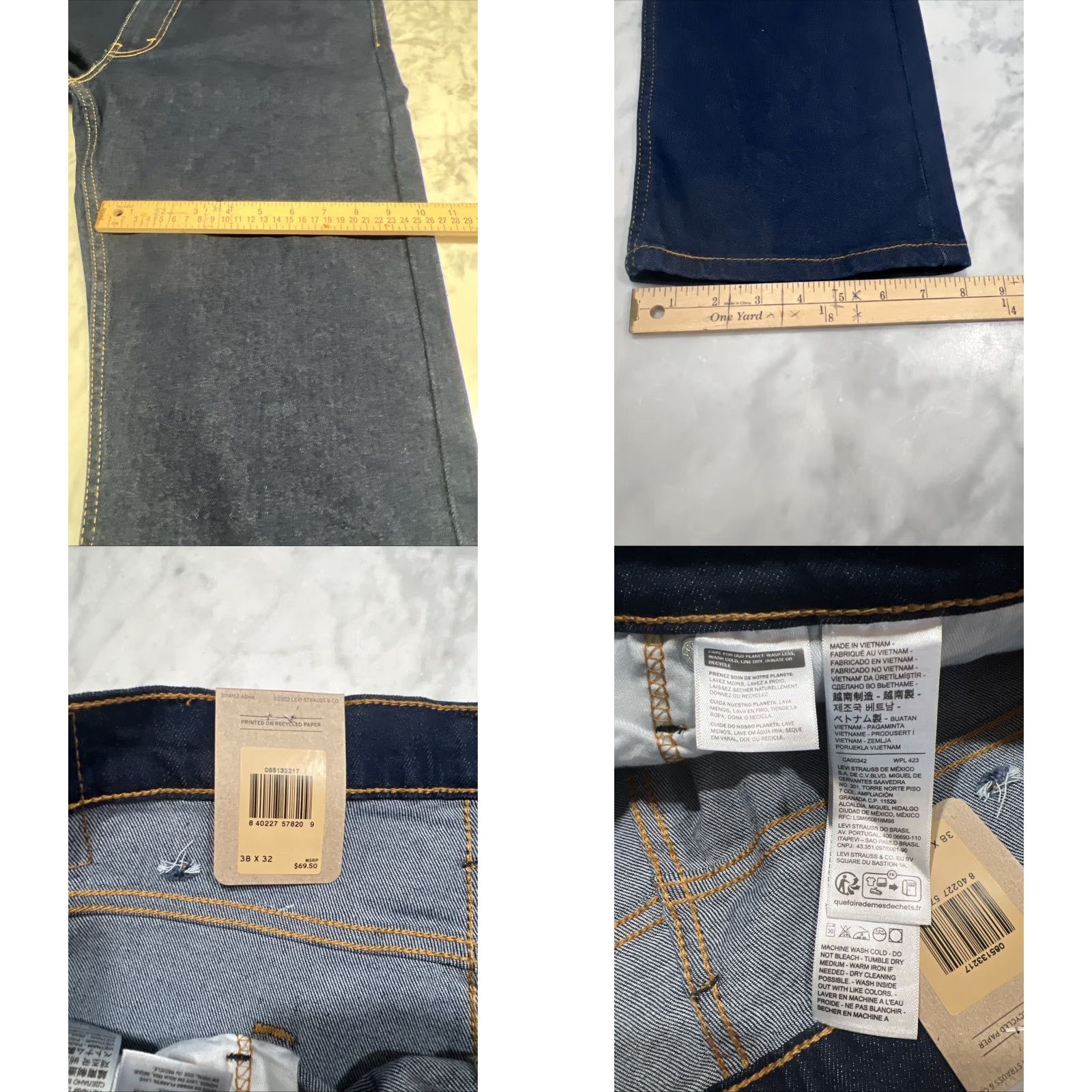 Levi's Levi’s 513 Slim Straight Jeans Men’s 38x32 Dark Blue Cotton NWT Denim 5-Pocket City Retro Classic Logo Size US 38 / EU 54 - 10 Thumbnail