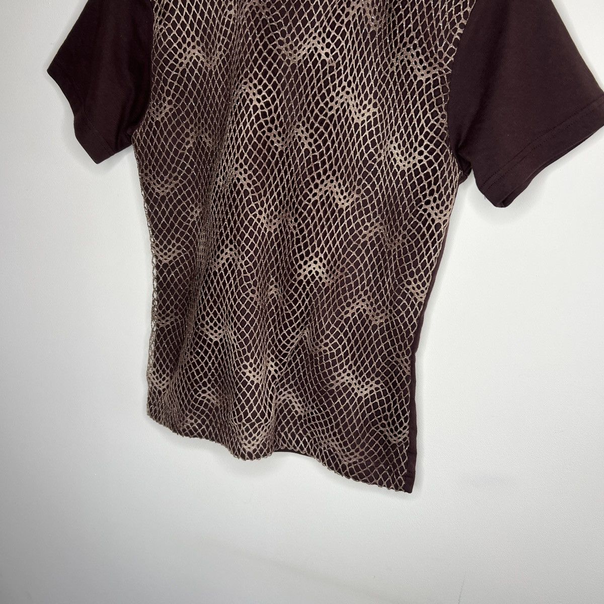 Japanese Brand × Vintage Vintage Tshirt Tee Mesh Top Net Brown Y2K Opium Style Size M / US 6-8 / IT 42-44 - 2 Thumbnail