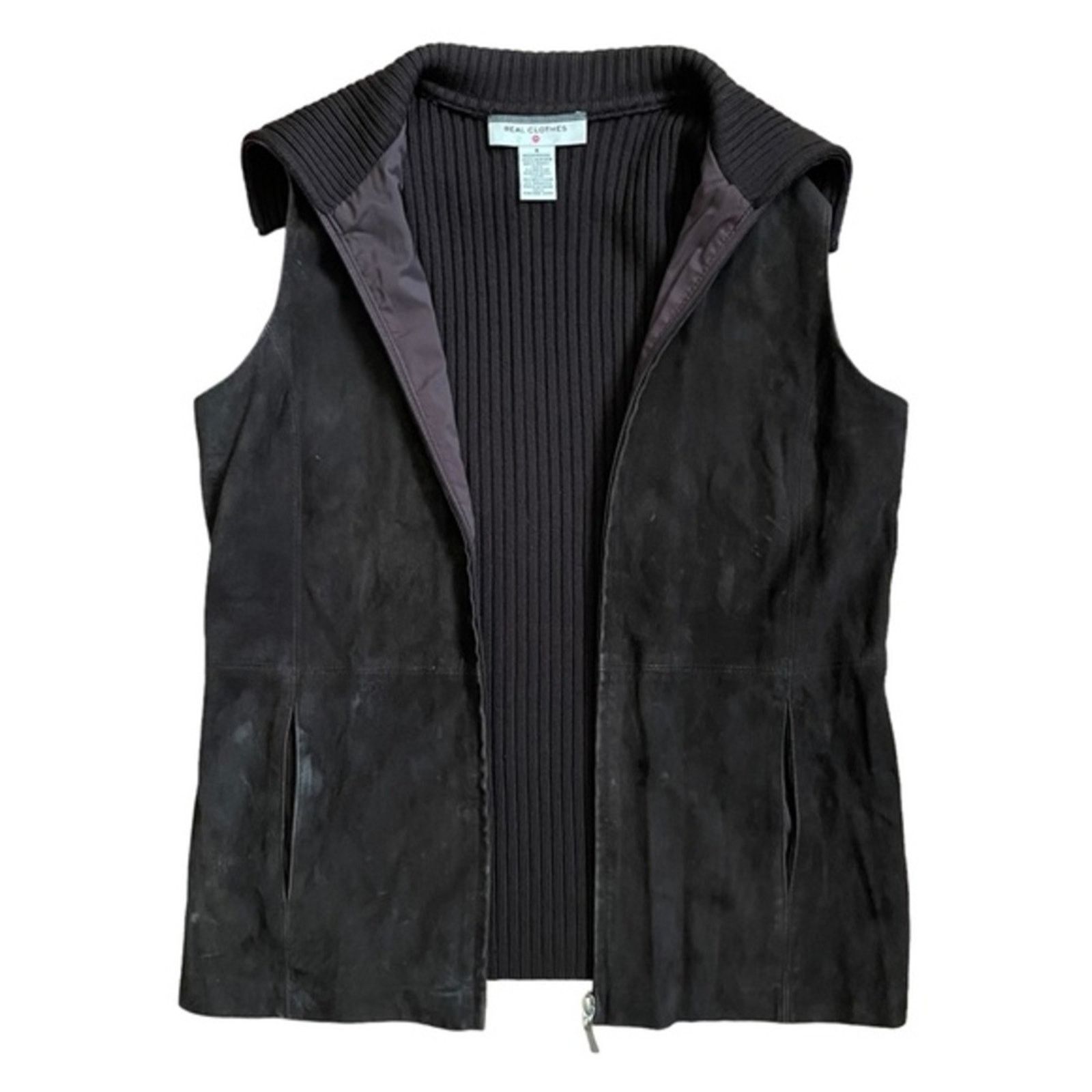 Saks Fifth Avenue × Vintage Saks Fifth Avenue Brown Suede Merino Wool Sweater Vest Size S / US 4 / IT 40 - 6 Thumbnail