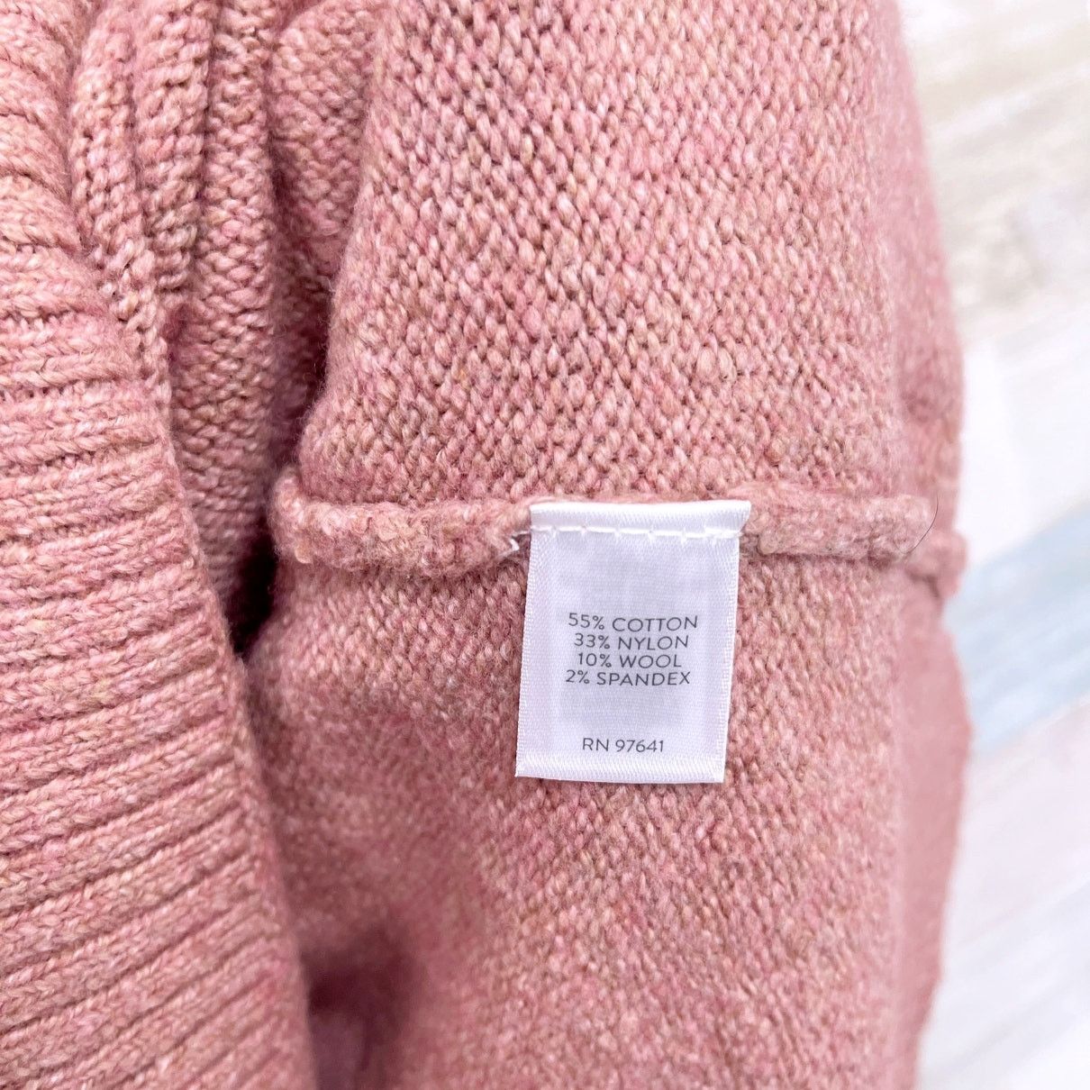 J. Jill J Jill Draped Funnel Neck Sweater Pink Stretch Wool Blend Size M / US 6-8 / IT 42-44 - 6 Thumbnail