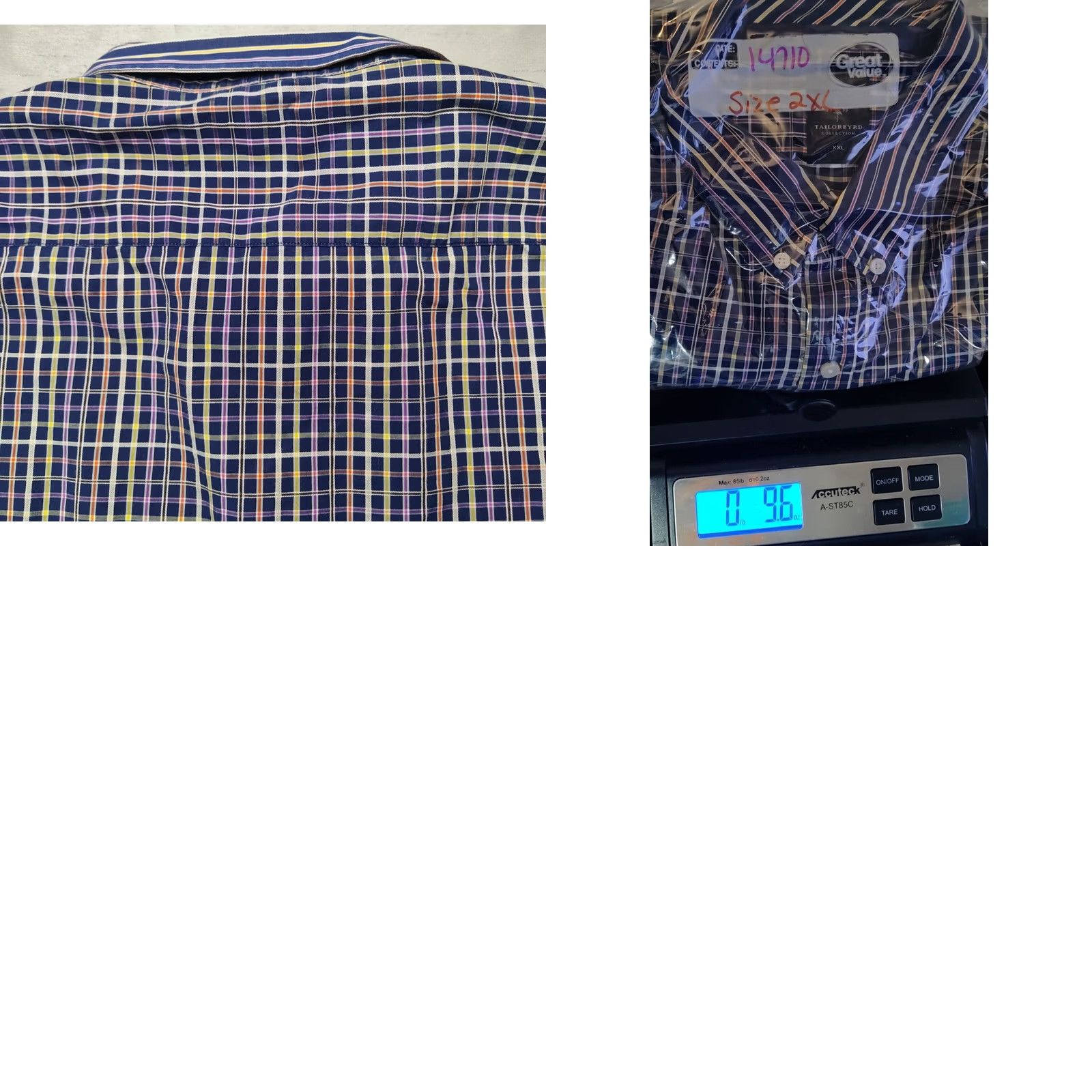 Tailorbyrd TAILORBYRD Men 2XL Blue Plaid 100% Cotton Long Sleeve Button-Up Shirt Size US XXL / EU 58 / 5 - 10 Thumbnail