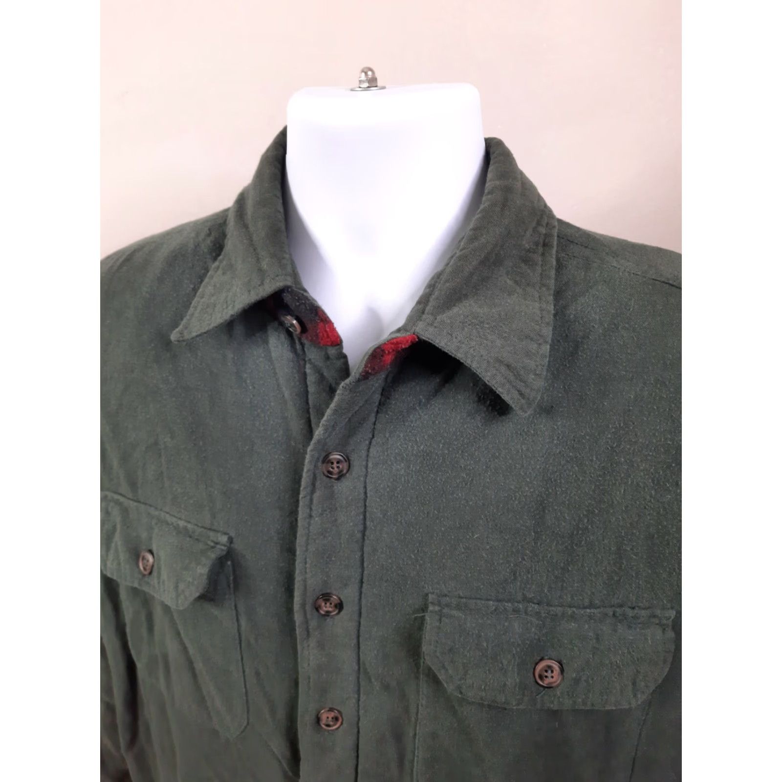 Vintage VINTAGE canyon Creek Mens Insulated fleece lined flannel jacket coat Large Green plaid Button Front overcoat Shirt Jacket Size US L / EU 52-54 / 3 - 4 Thumbnail