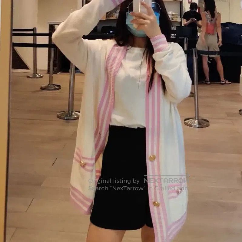 Balmain Balmain White Women’s Cardigan with Pink Details . Size XS / US 0-2 / IT 36-38 - 3 Thumbnail