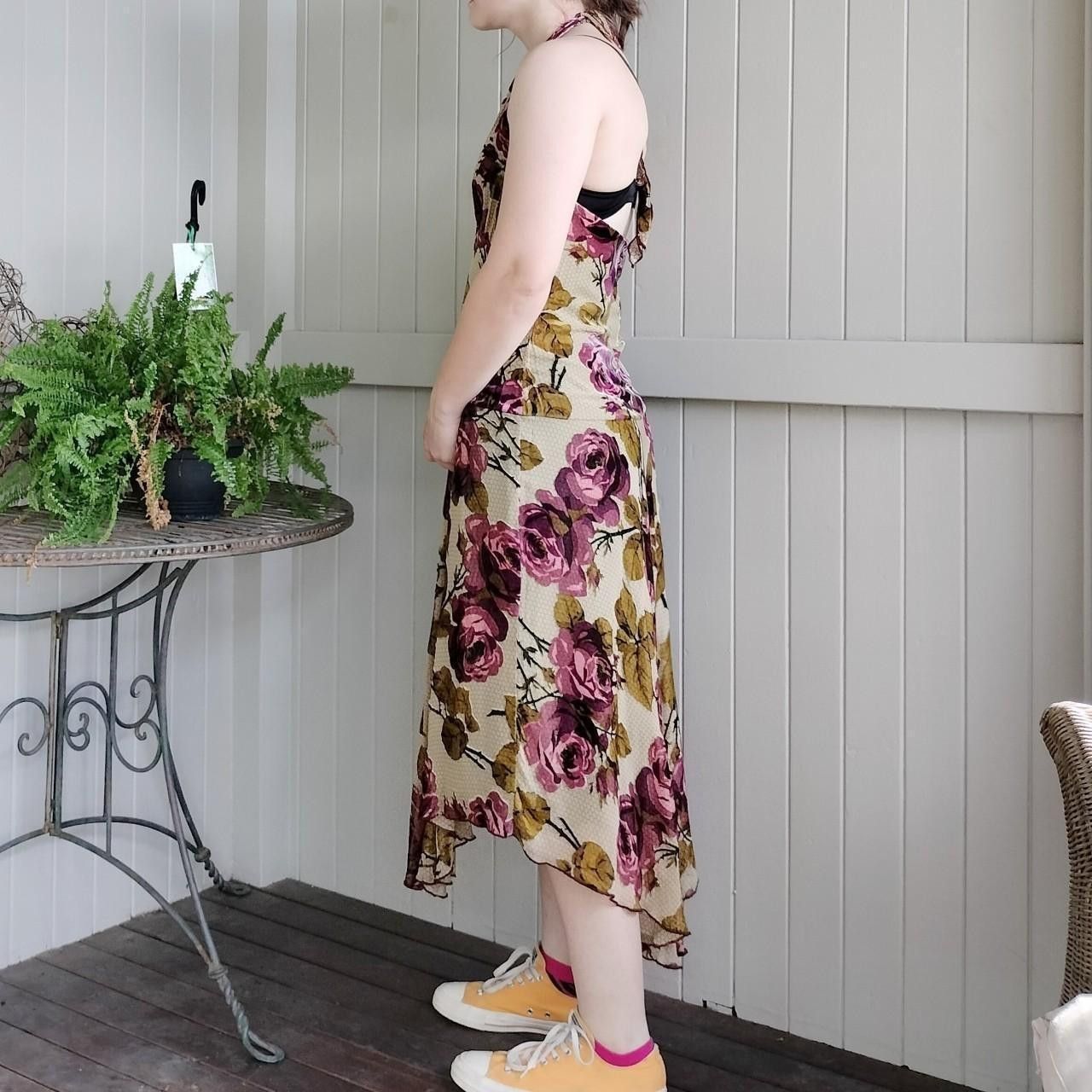 Designer × Man Made In Australia × Vintage Vintage Y2K 2000s Gerry Shaw Dress Silk Floral Halter Velvet Size L / US 10 / IT 46 - 3 Thumbnail