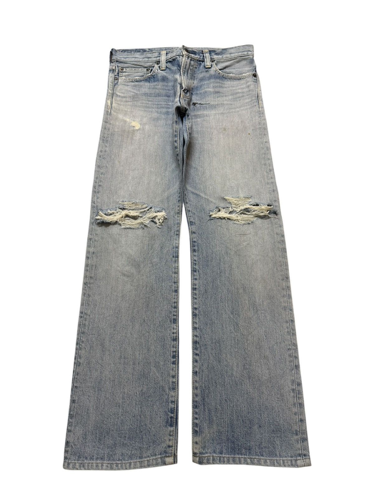 If Six Was Nine Vintage 90s Japanese Brand Blue Faded Wash Distressed Loose Size US 31 - 1 Thumbnail