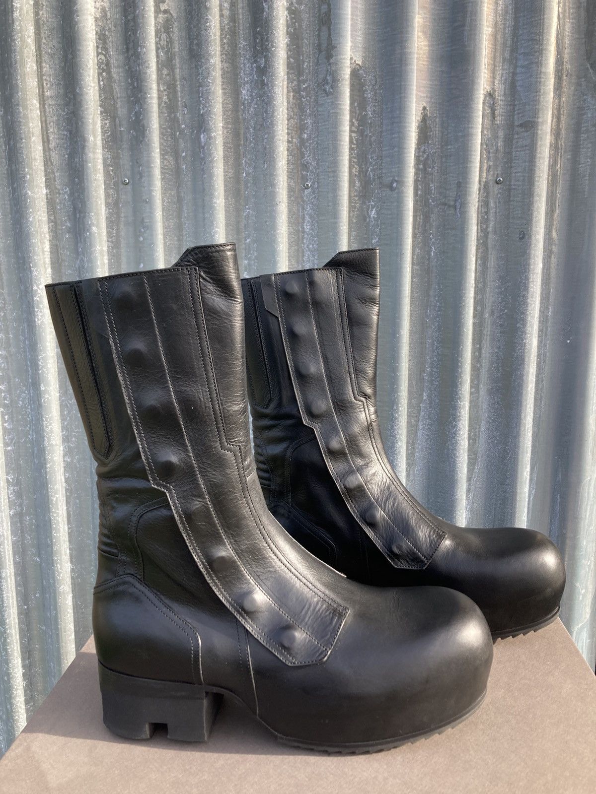 Rick Owens Fogachine Fog Pocket Moto Bevel Heeled Platform Kiss 