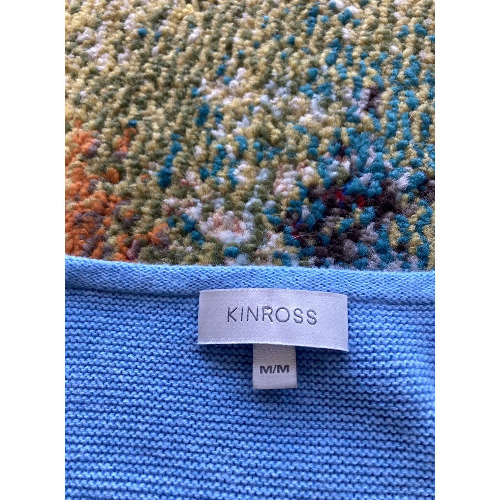 Vintage Kinross Women Sweater V-Neck Striped Light Blue Cotton Medium Pullover Knit Blue Womens M Size M / US 6-8 / IT 42-44 - 5 Thumbnail