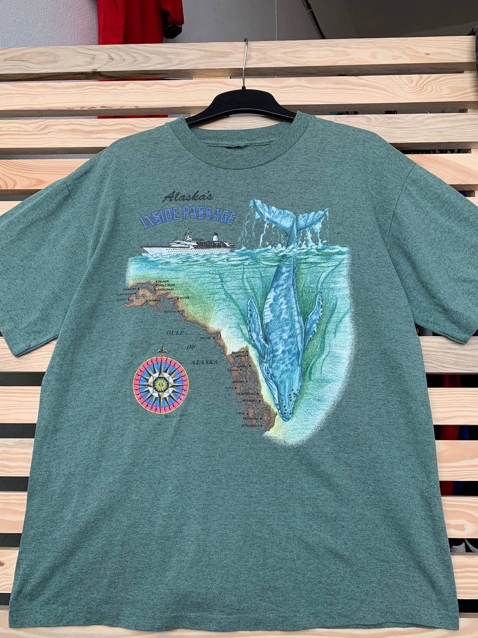Jerzees × Vintage Vintage Alaska t shirt Map Inside Passage Nature art Size US M / EU 48-50 / 2 - 4 Thumbnail
