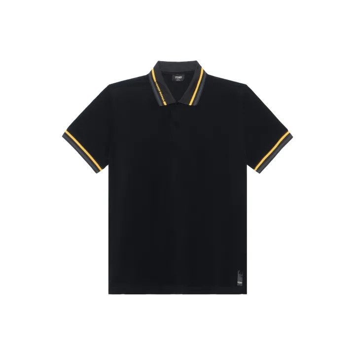 Fendi Black Logo Print Short Sleeve Polo Shirt 0079